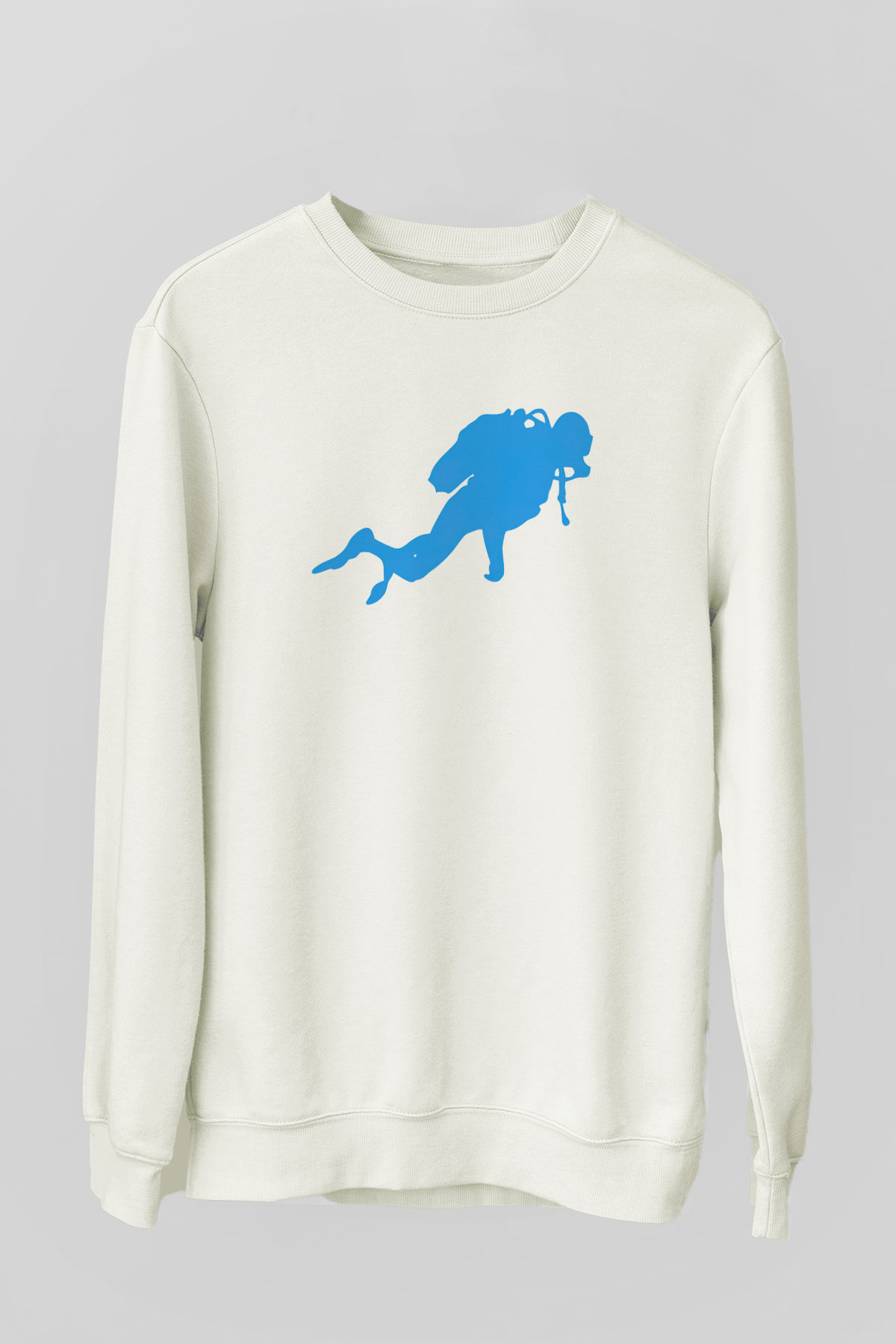 Dalgıç Beyaz Unisex Sweatshirt