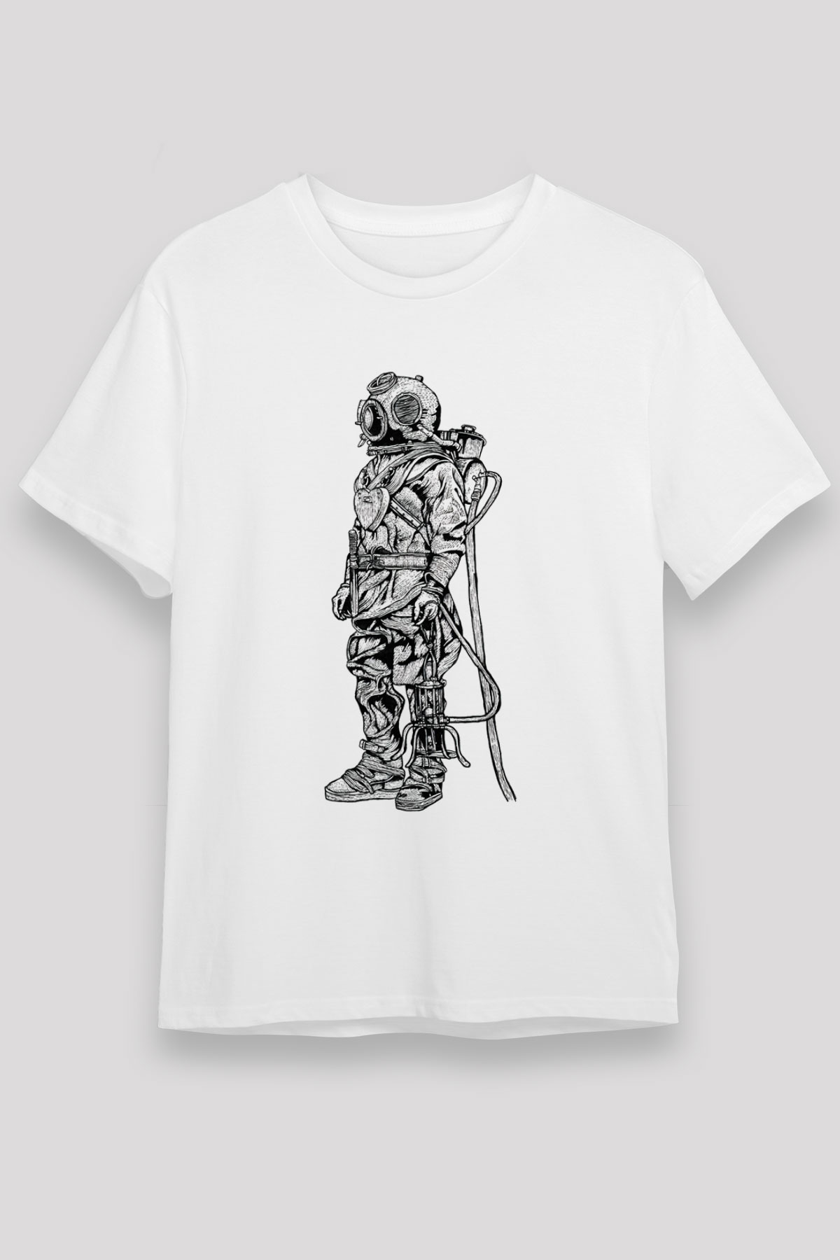 Dalgıç Beyaz Unisex Tişört T-Shirt - TişörtFabrikası