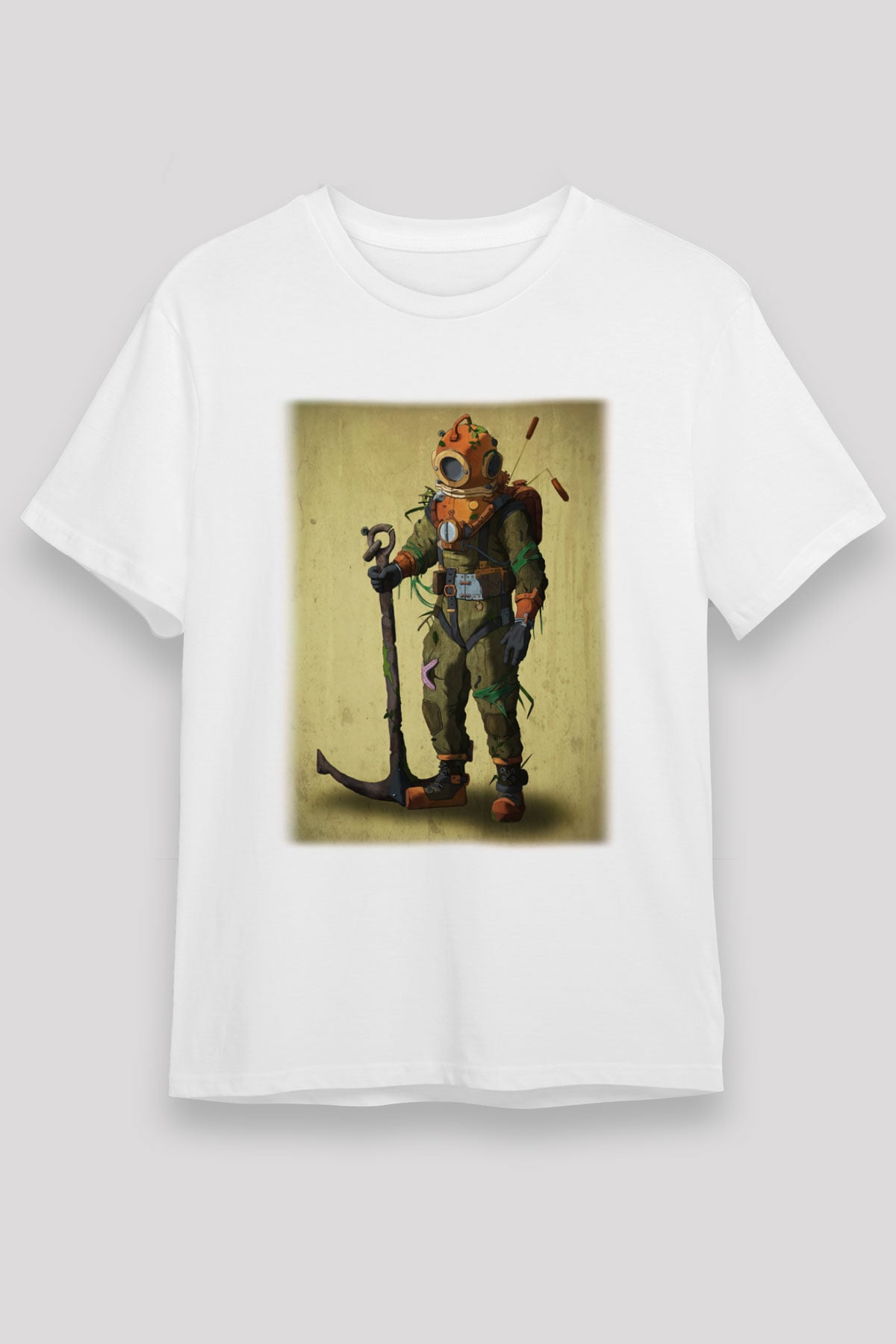Dalgıç Beyaz Unisex Tişört T-Shirt - TişörtFabrikası