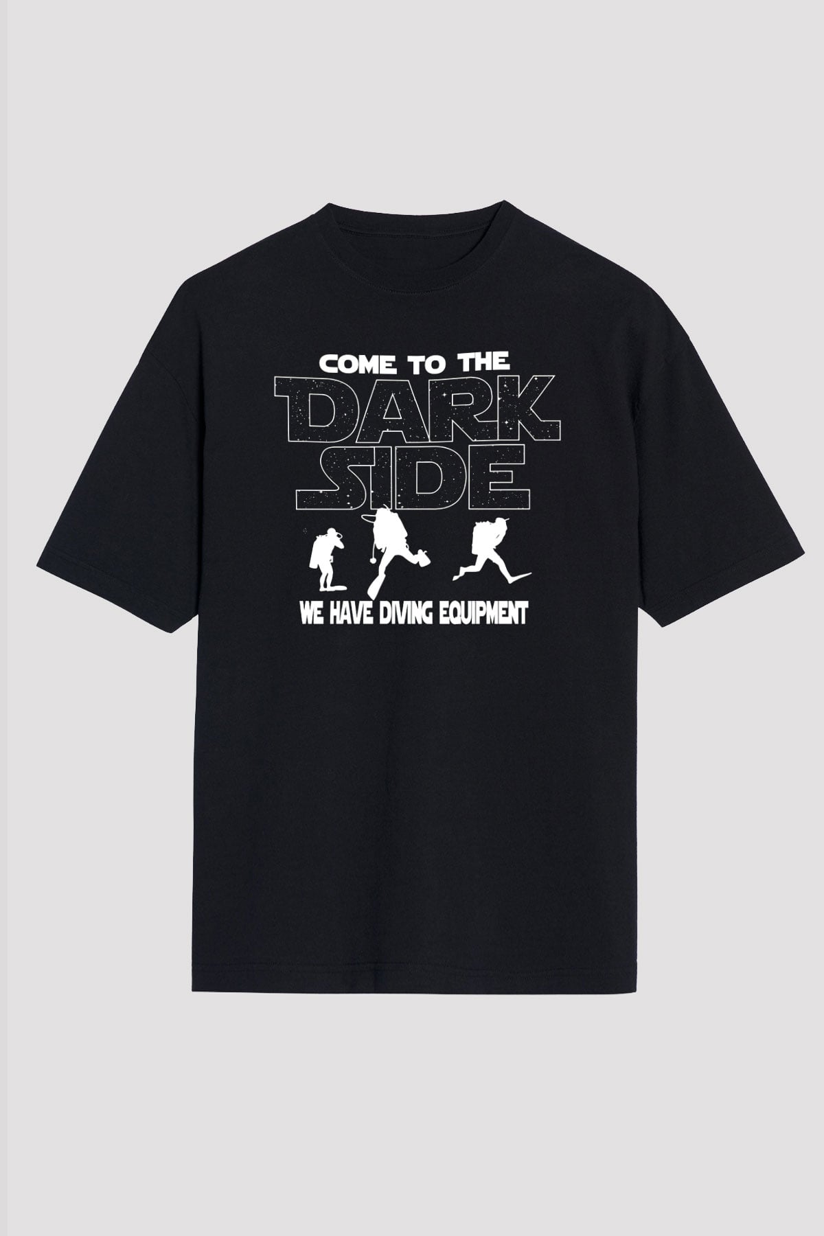 Dalgıç Siyah Unisex Oversize Tişört T-Shirt