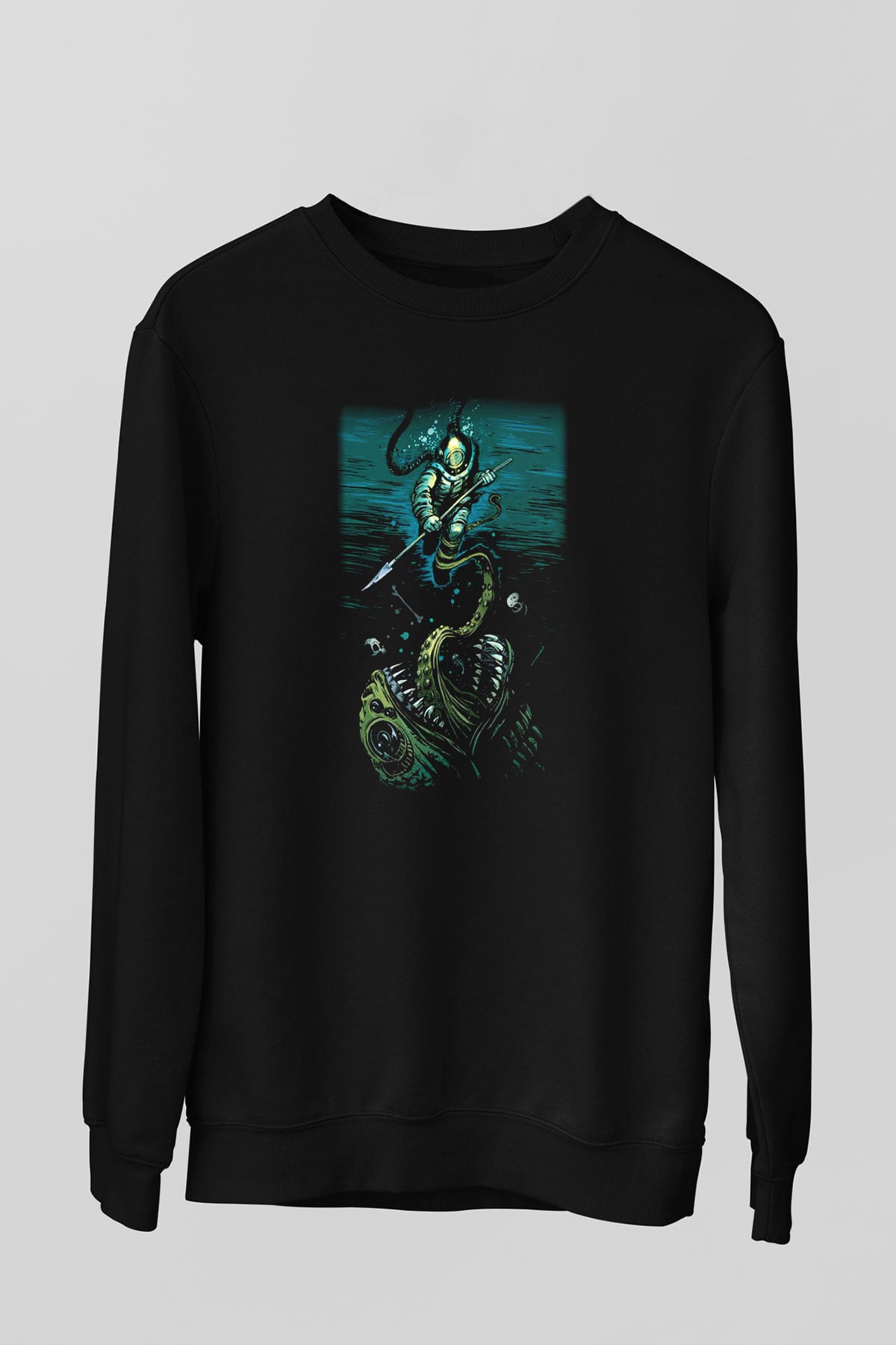 Dalgıç Siyah Unisex Sweatshirt