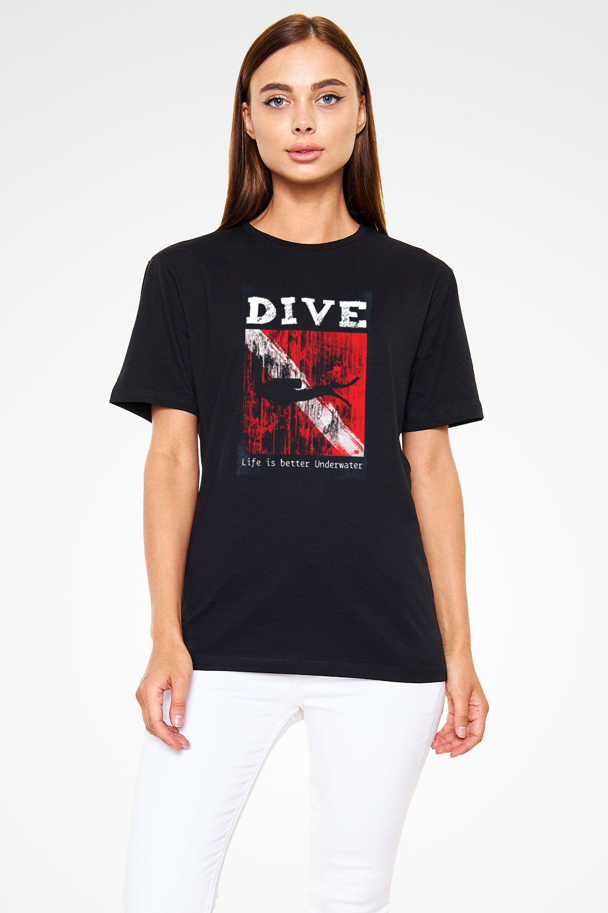 Dalgıç Siyah Unisex Tişört T-Shirt - TişörtFabrikası