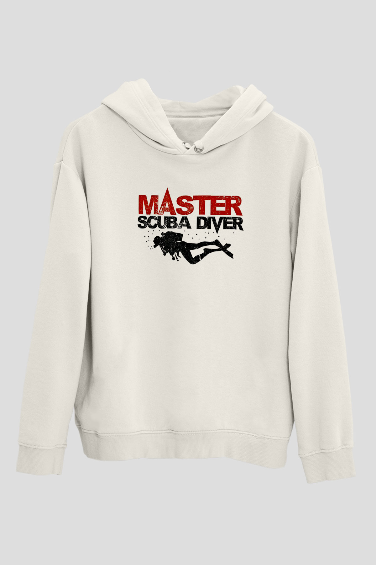 Dalgıçlık Baskılı Unisex Ekru Hoodie