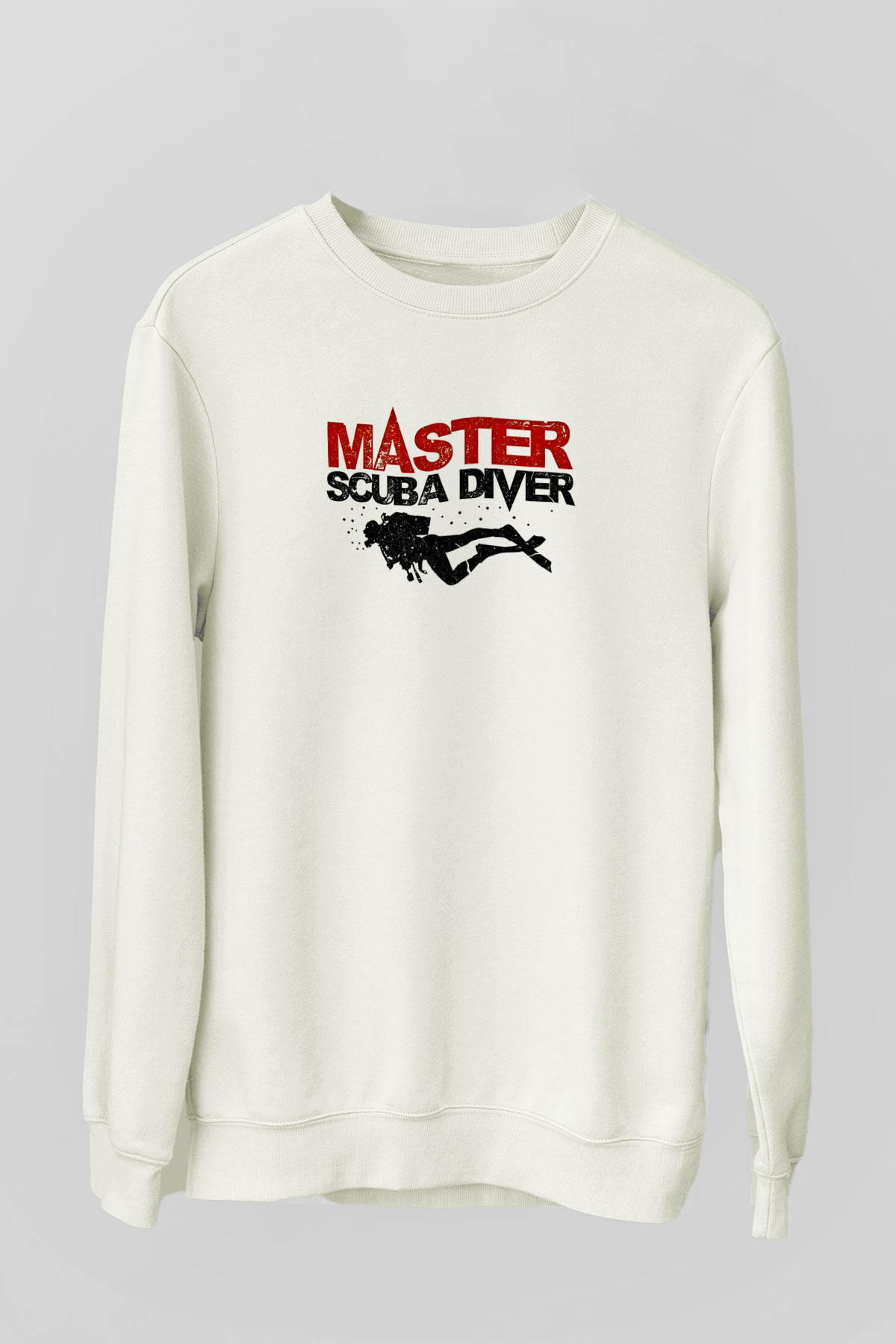 Dalgıçlık Baskılı Unisex Ekru Sweatshirt