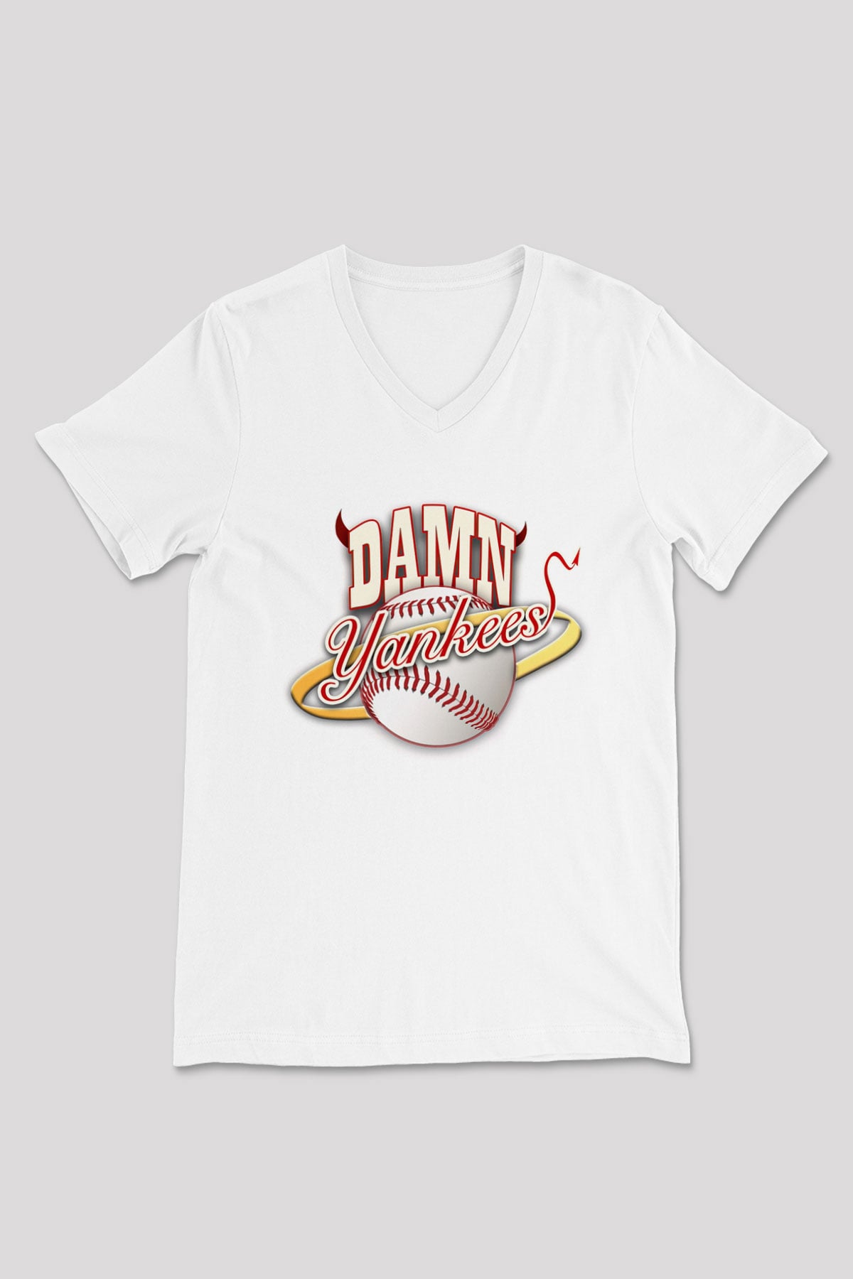 Damn Yankees Beyaz Unisex V Yaka Tişört