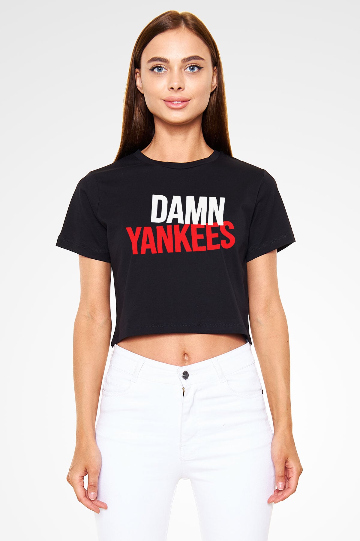 Damn Yankees Siyah Crop Top Tişört