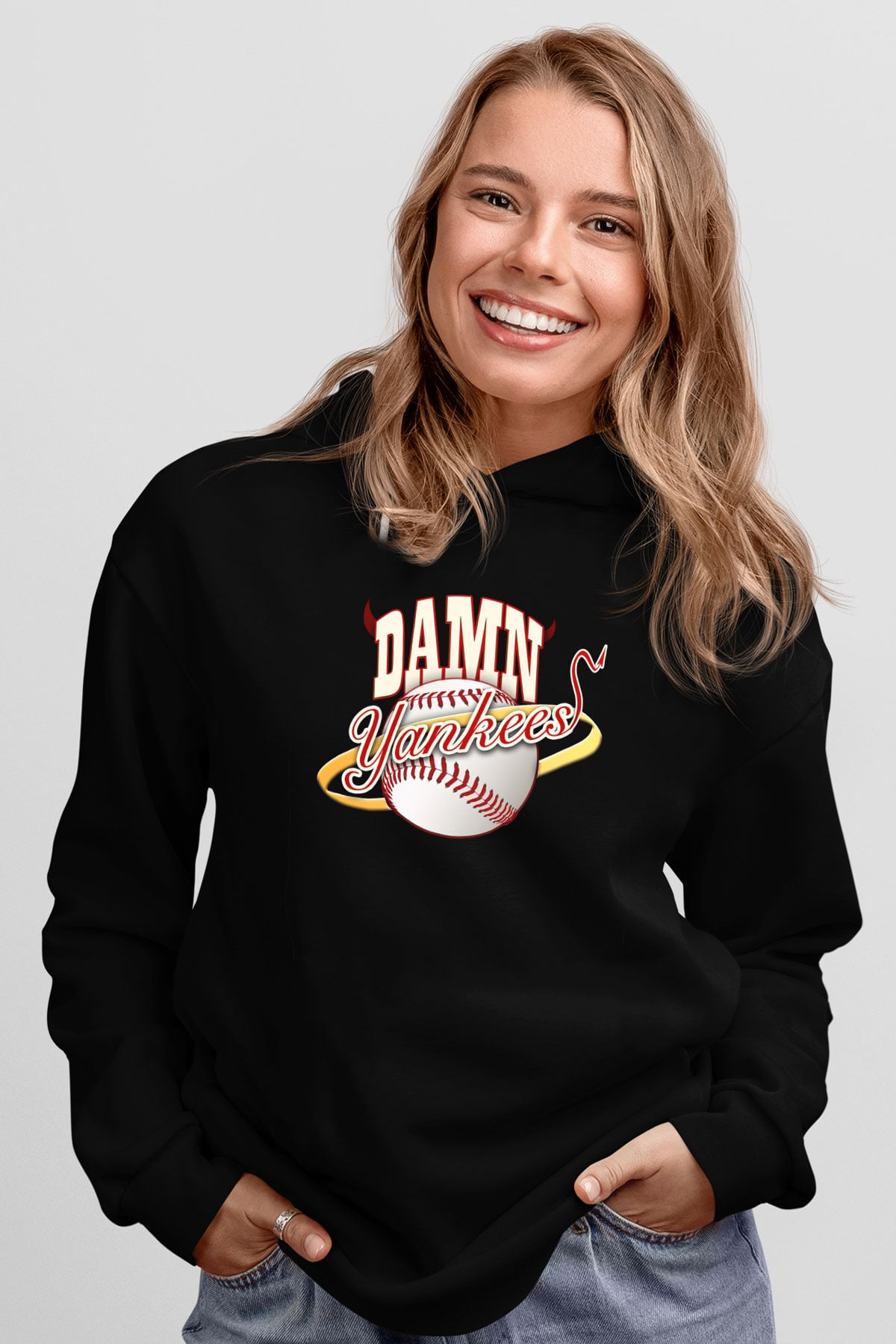 Damn Yankees Siyah Unisex Kapüşonlu Sweatshirt