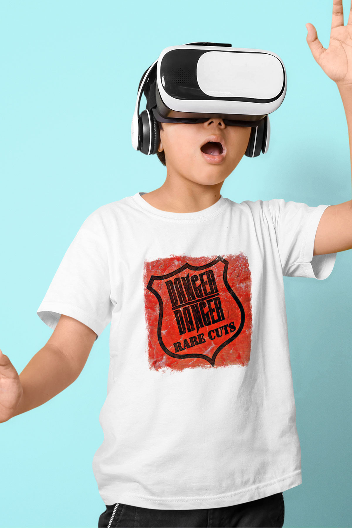 Danger Danger Baskılı Unisex Beyaz Çocuk Tişört