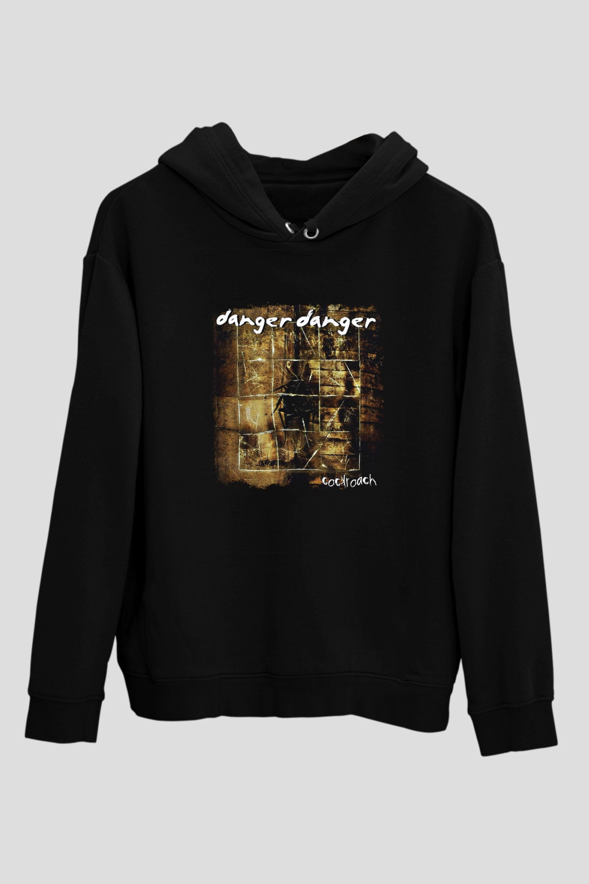 Danger Danger Baskılı Unisex Siyah Hoodie
