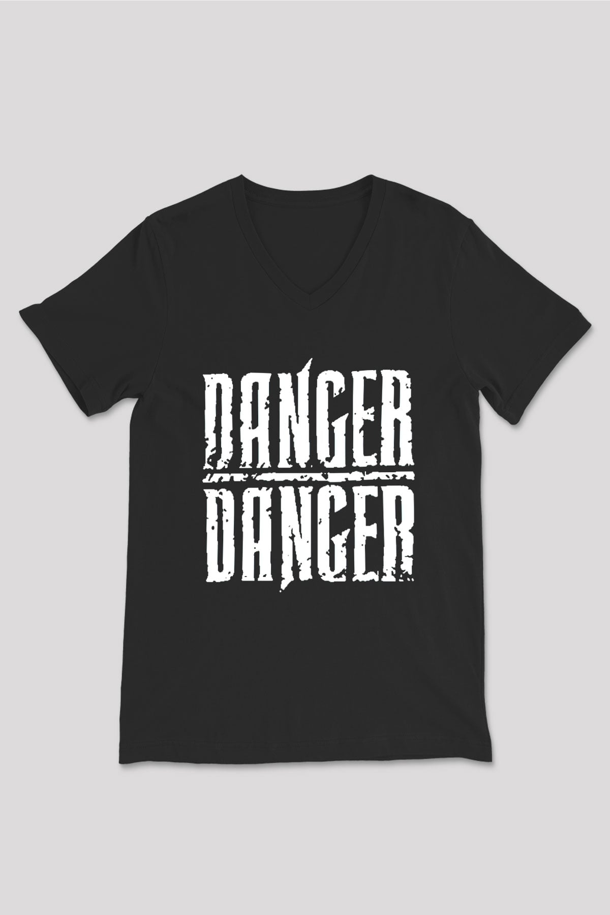 Danger Danger Siyah Unisex V Yaka Tişört