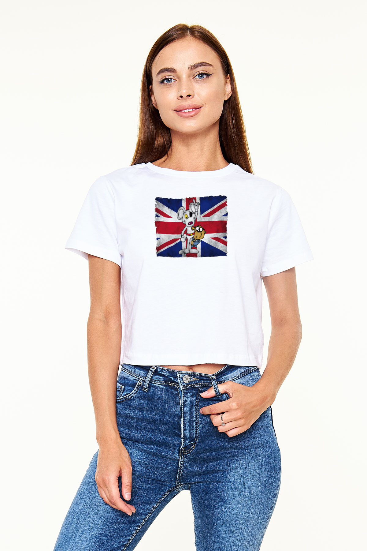 Danger Mouse Beyaz  Crop Top Tişört
