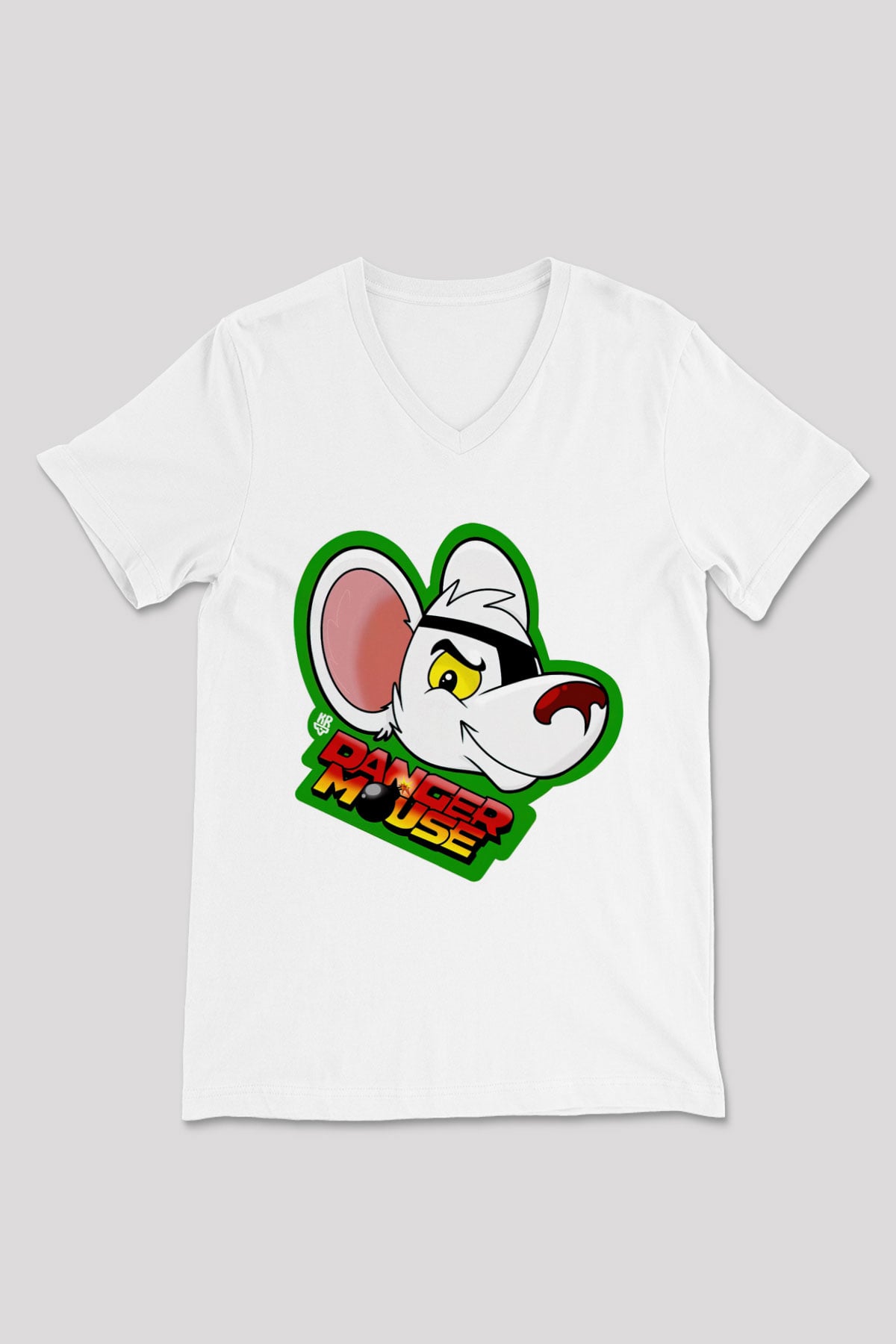 Danger Mouse Beyaz Unisex V Yaka Tişört