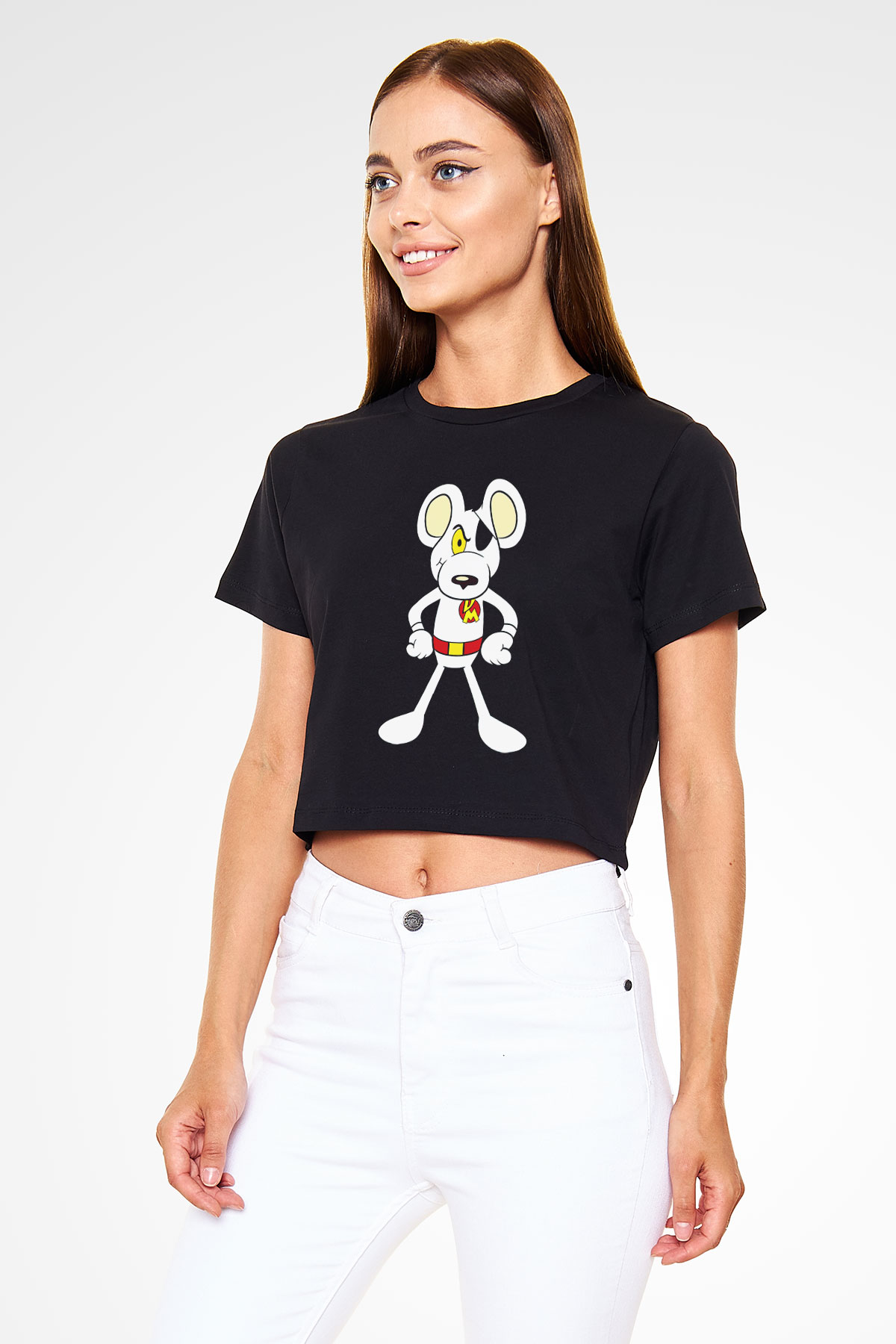 Danger Mouse Siyah   Crop Top Tişört