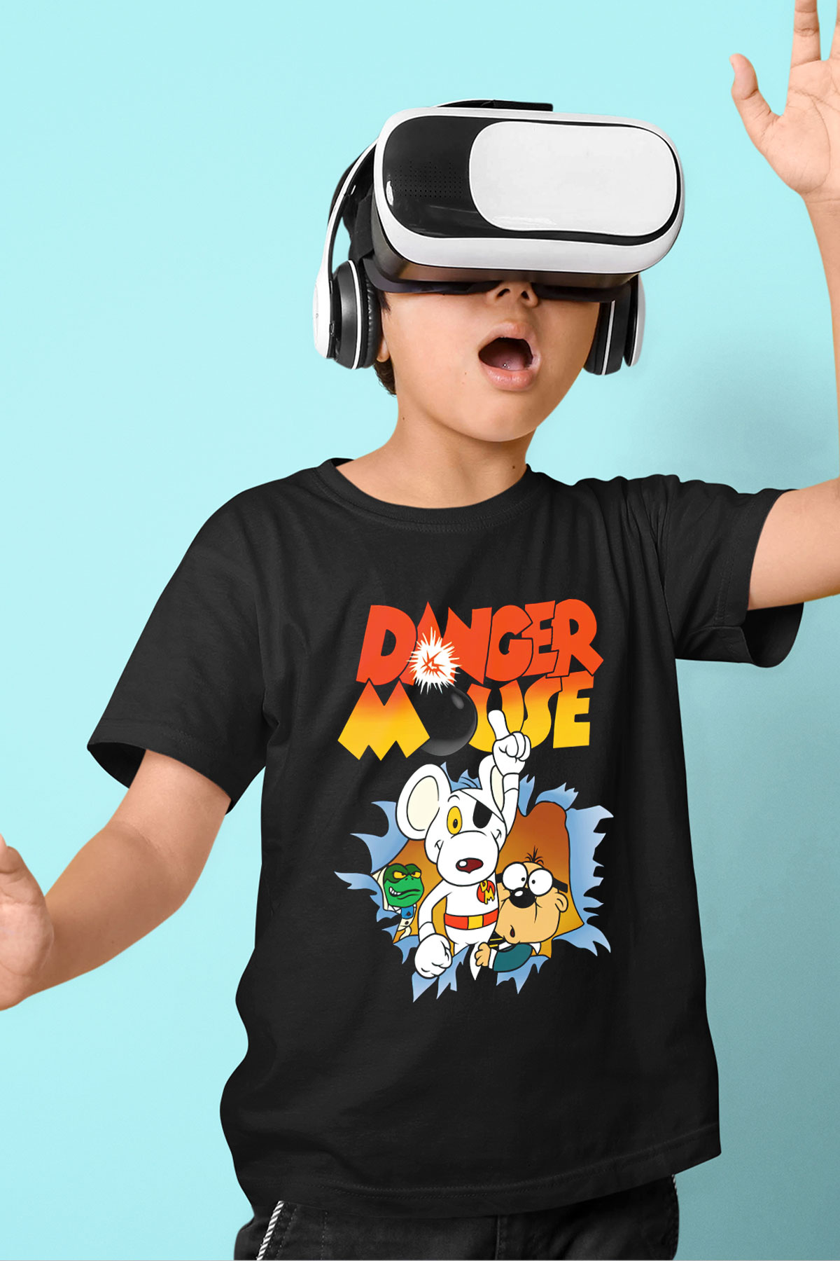 Danger Mouse Siyah Unisex  Çocuk Tişört