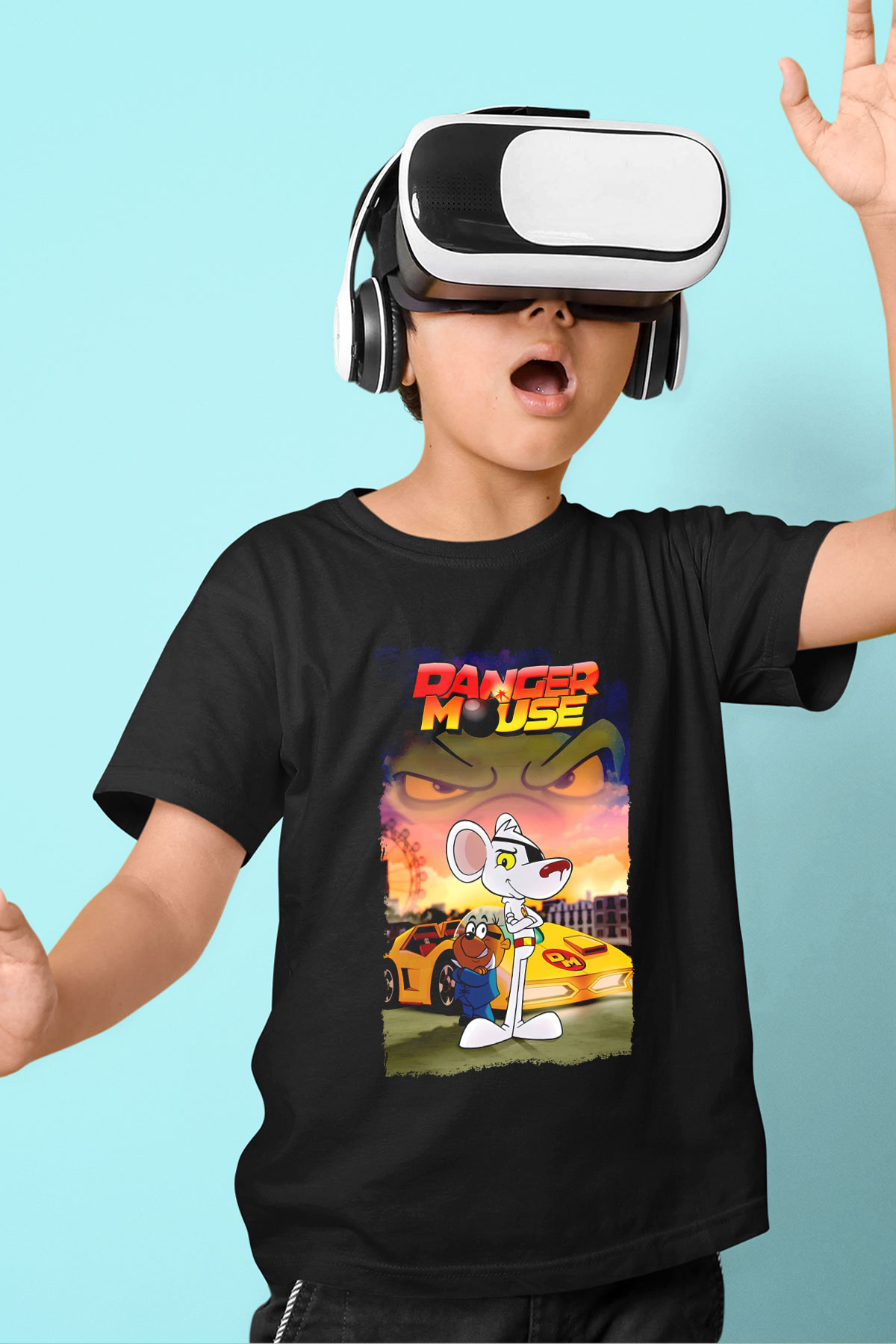 Danger Mouse Siyah Unisex  Çocuk Tişört