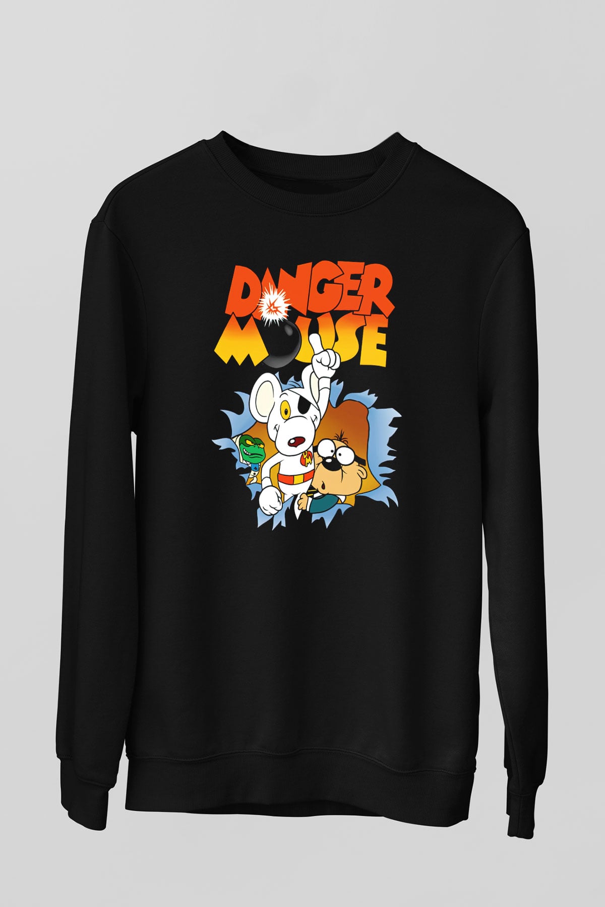 Danger Mouse Siyah Unisex  Sweatshirt