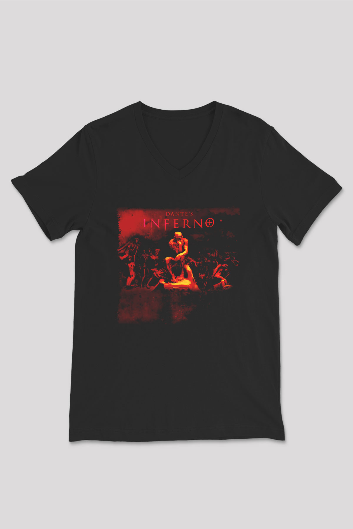 Dantes Inferno Siyah Unisex V Yaka Tişört