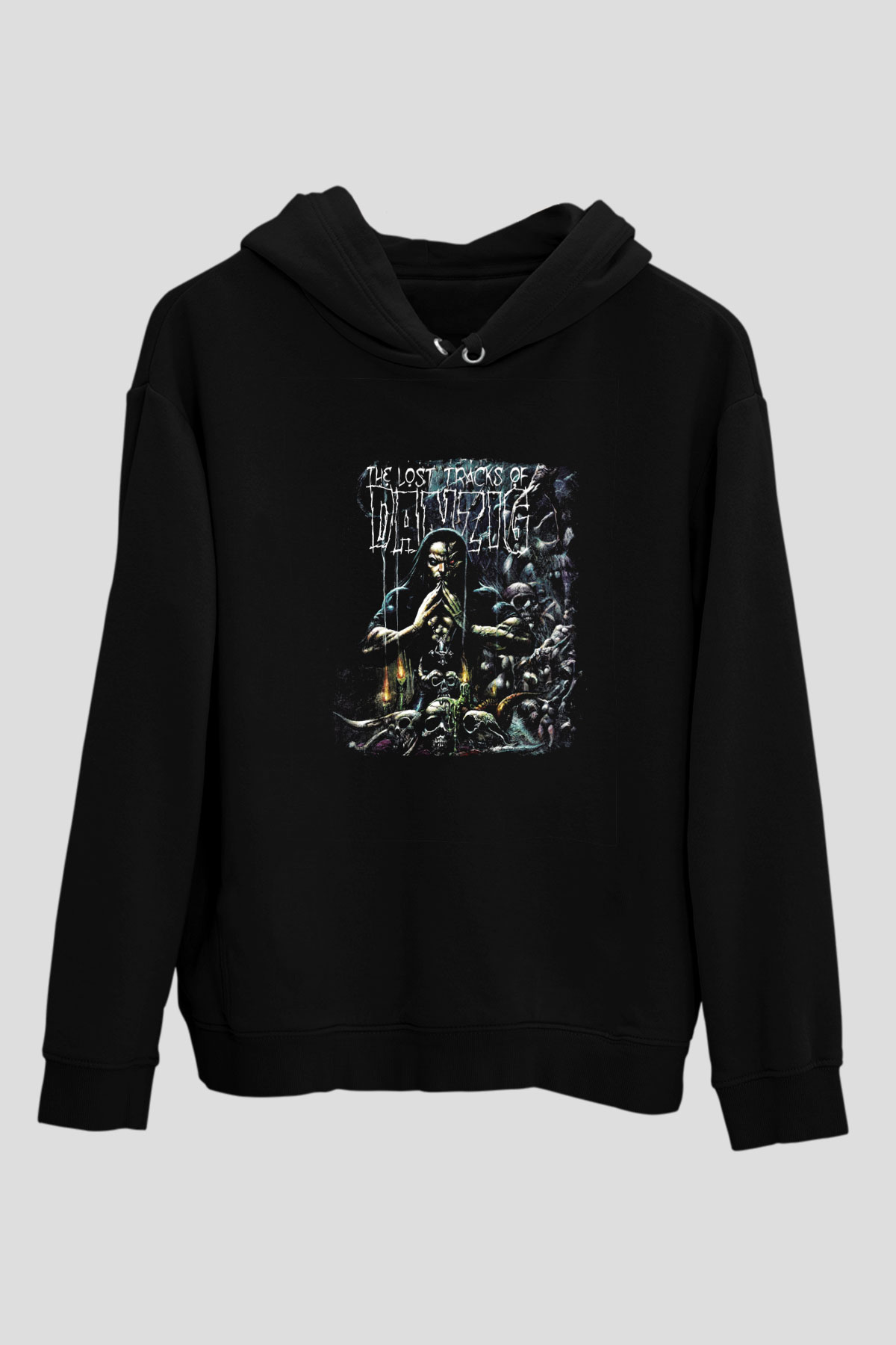 Danzig Baskılı Unisex Siyah Hoodie