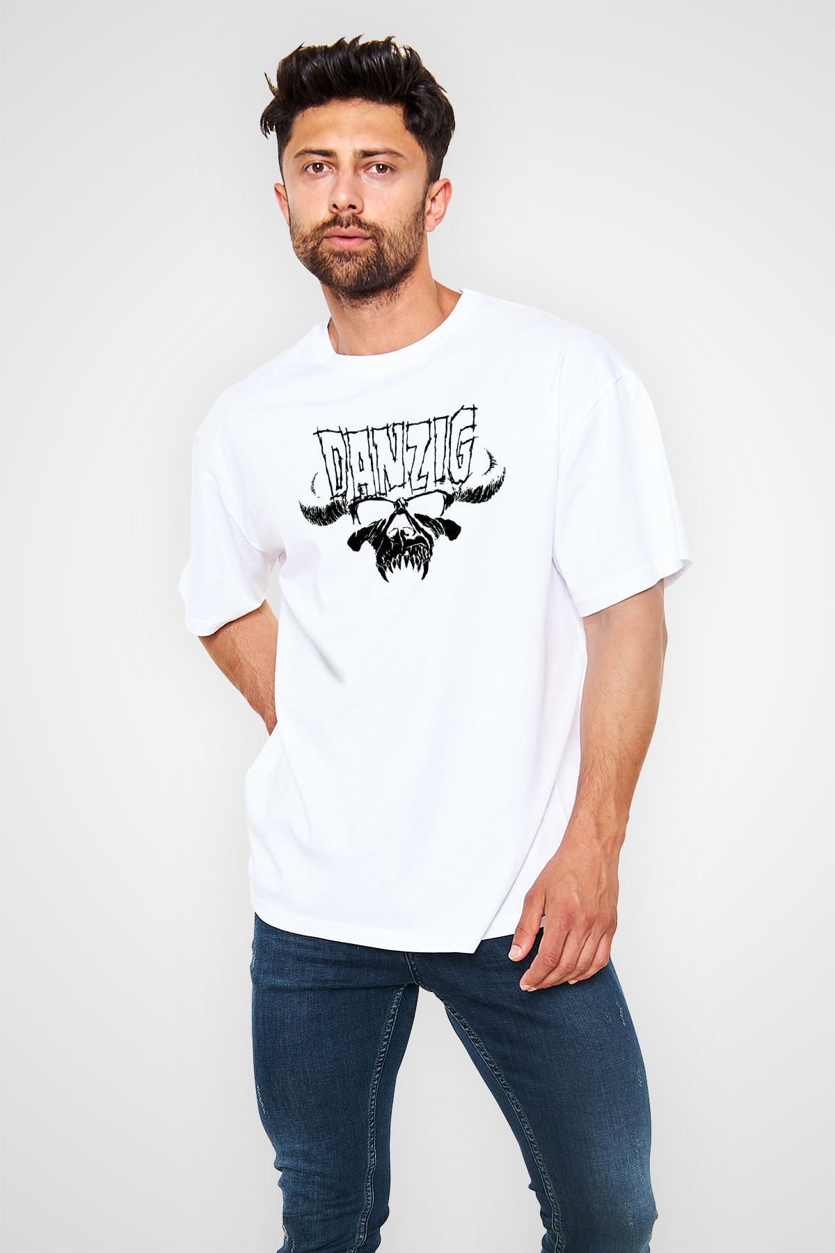 Danzig Beyaz Unisex Oversize Tişört T-Shirt
