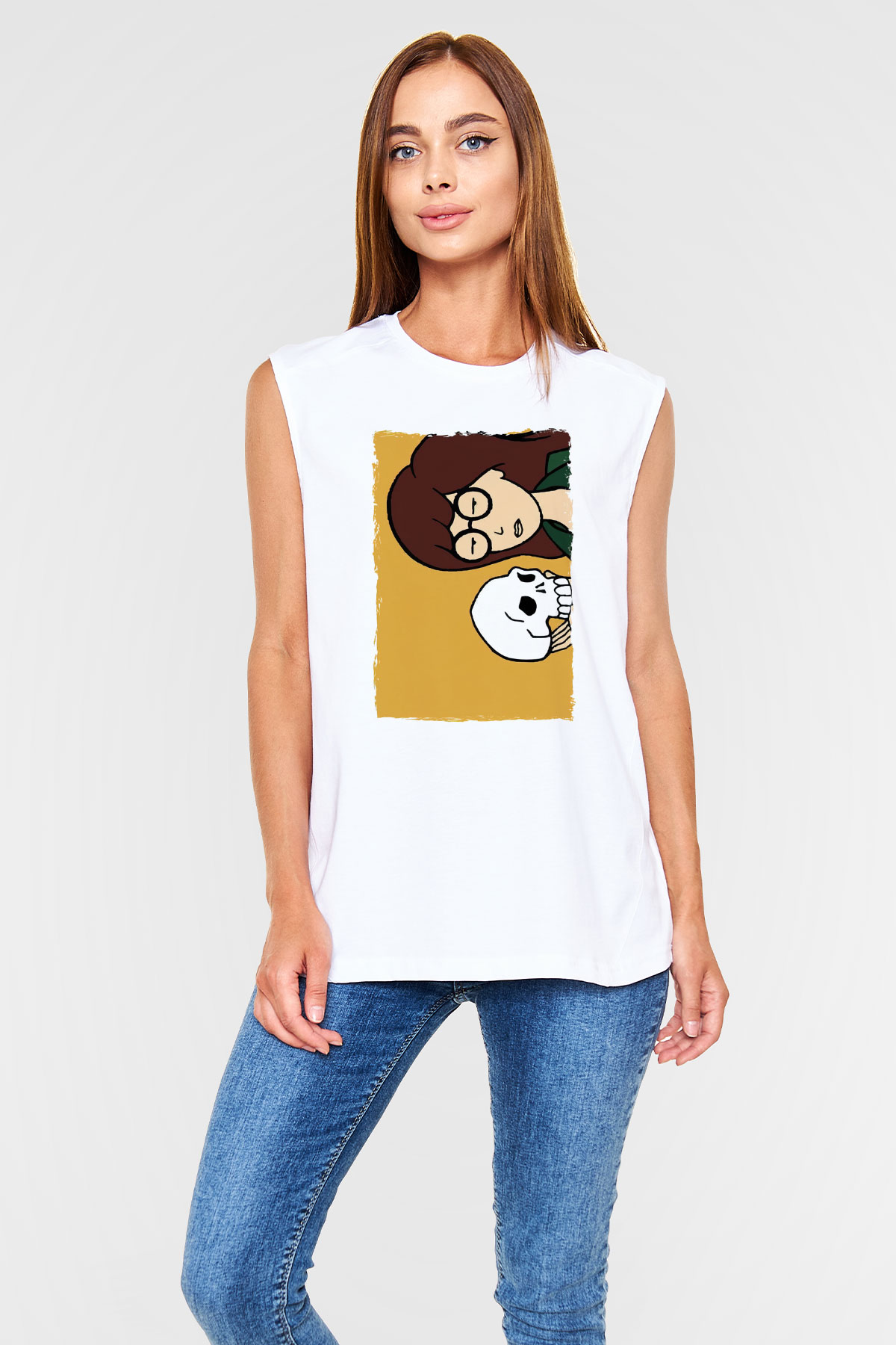 Daria Beyaz Unisex Kolsuz Tişört