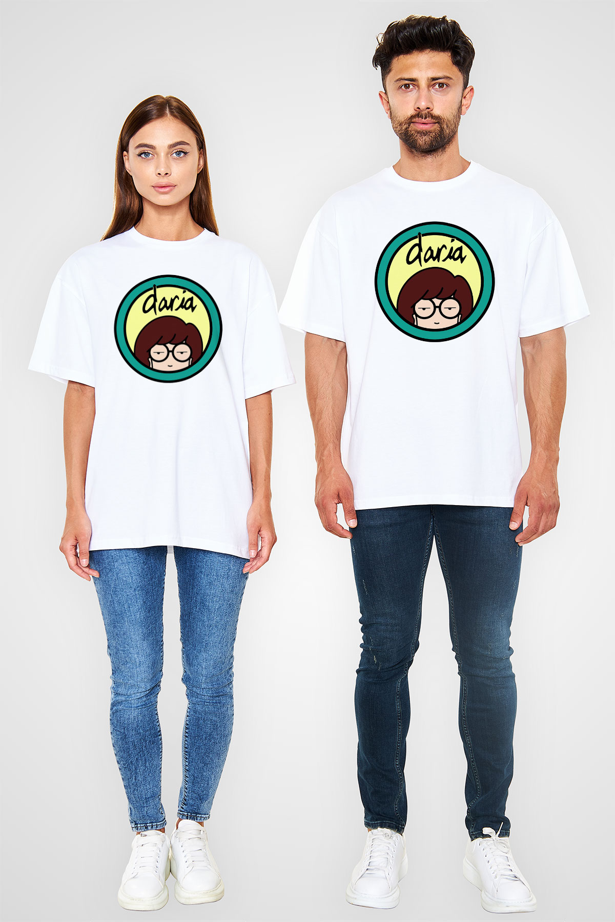 Daria Beyaz Unisex Oversize Tişört T-Shirt
