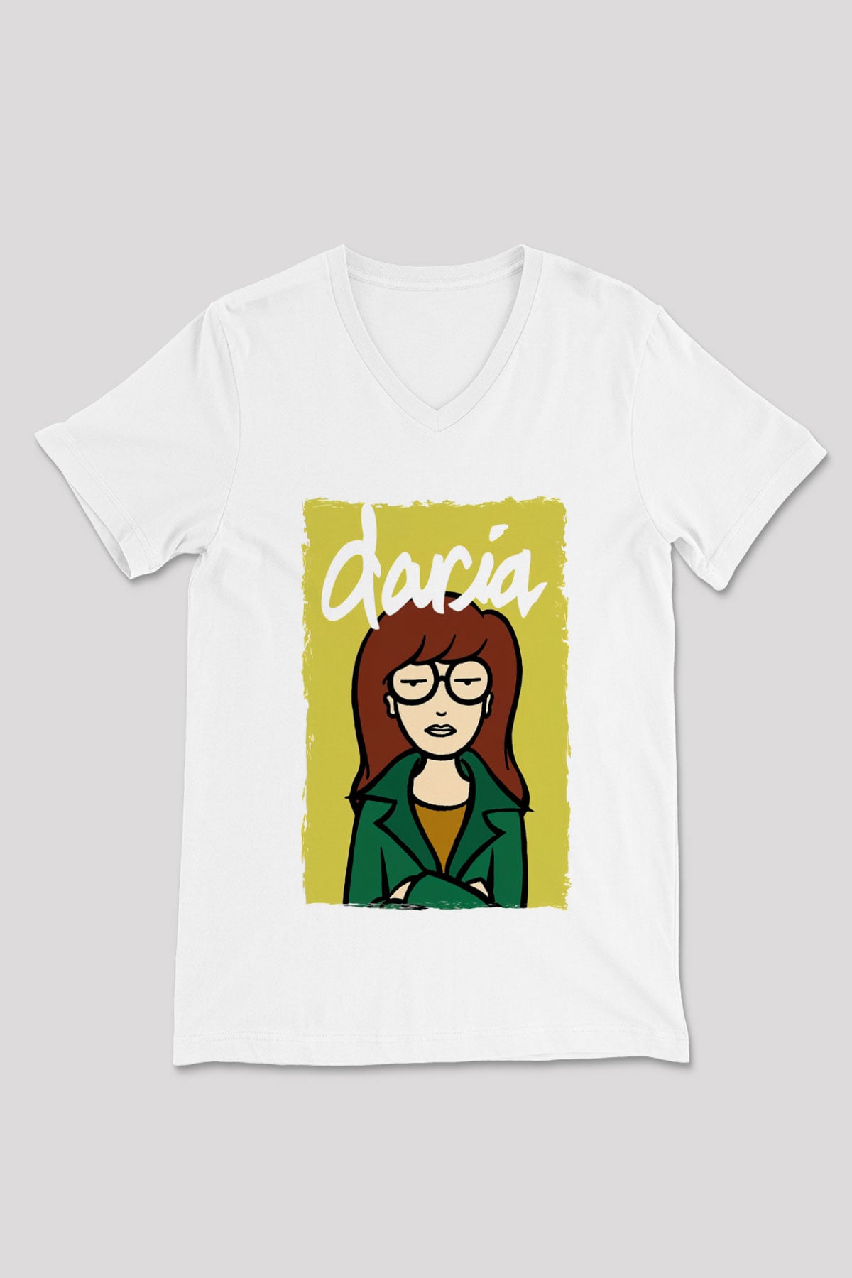 Daria Beyaz Unisex V Yaka Tişört