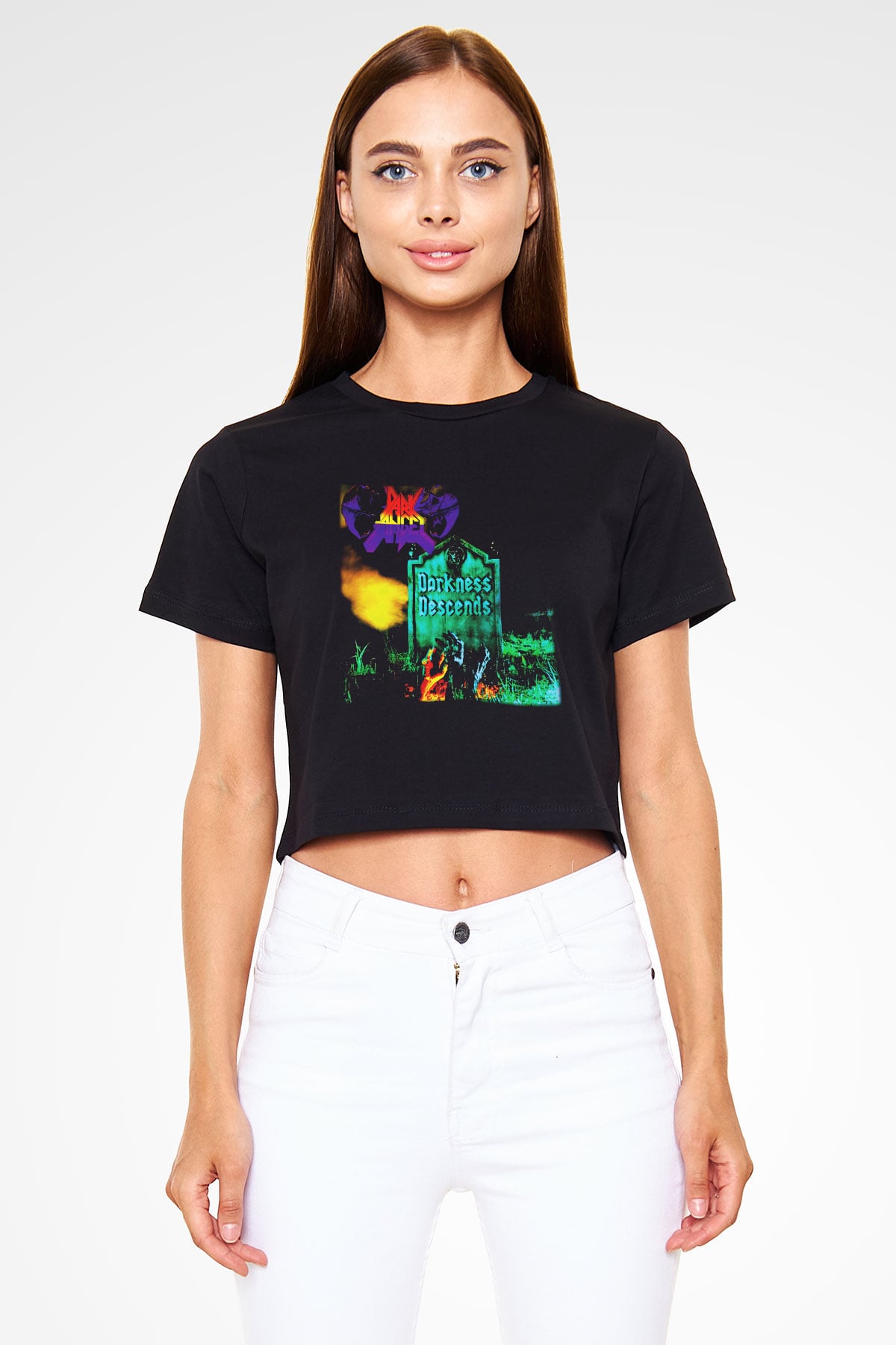 Dark Angel Siyah Crop Top Tişört