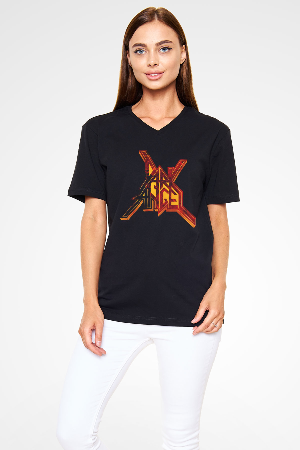 Dark Angel Siyah Unisex V Yaka Tişört