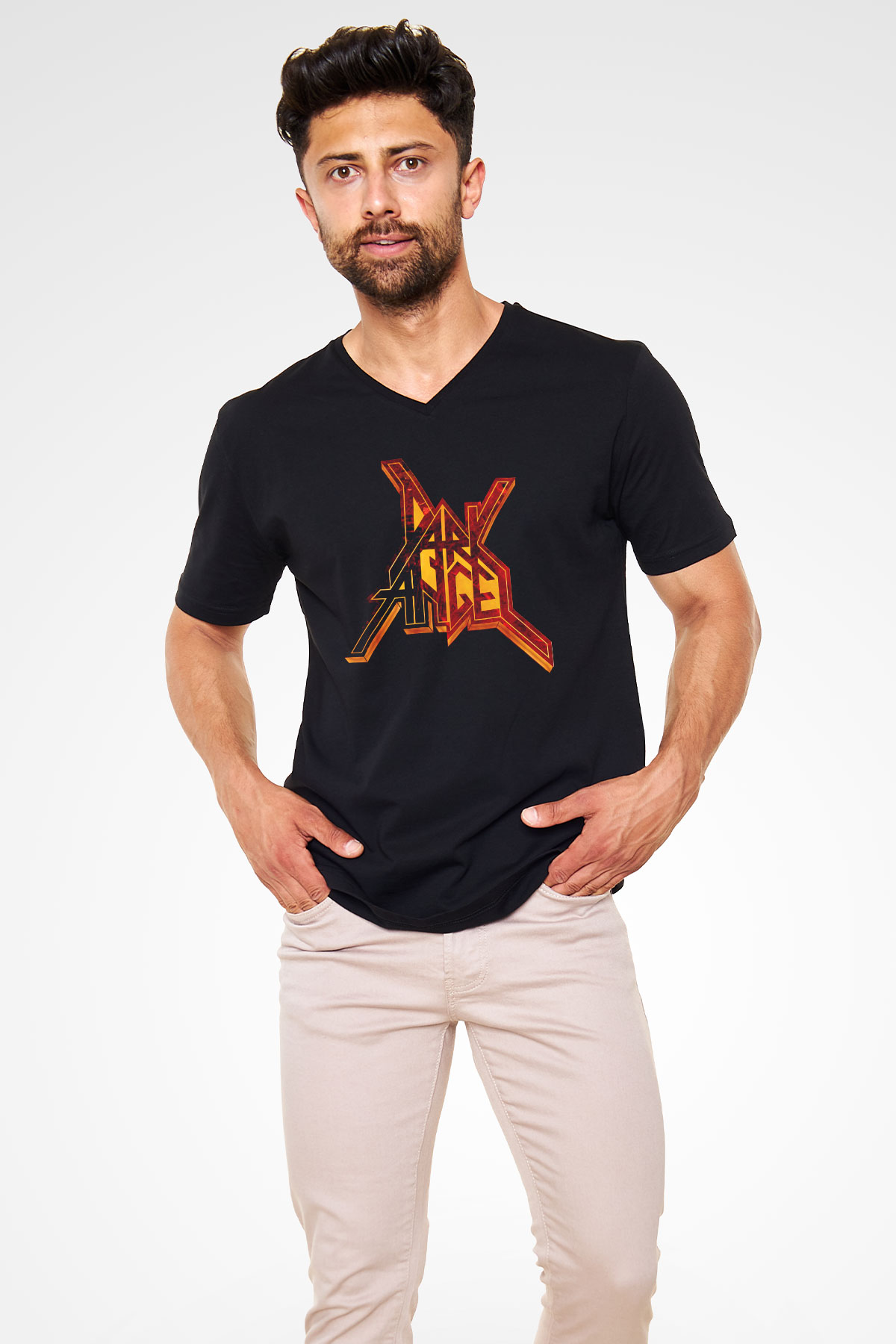 Dark Angel Siyah Unisex V Yaka Tişört