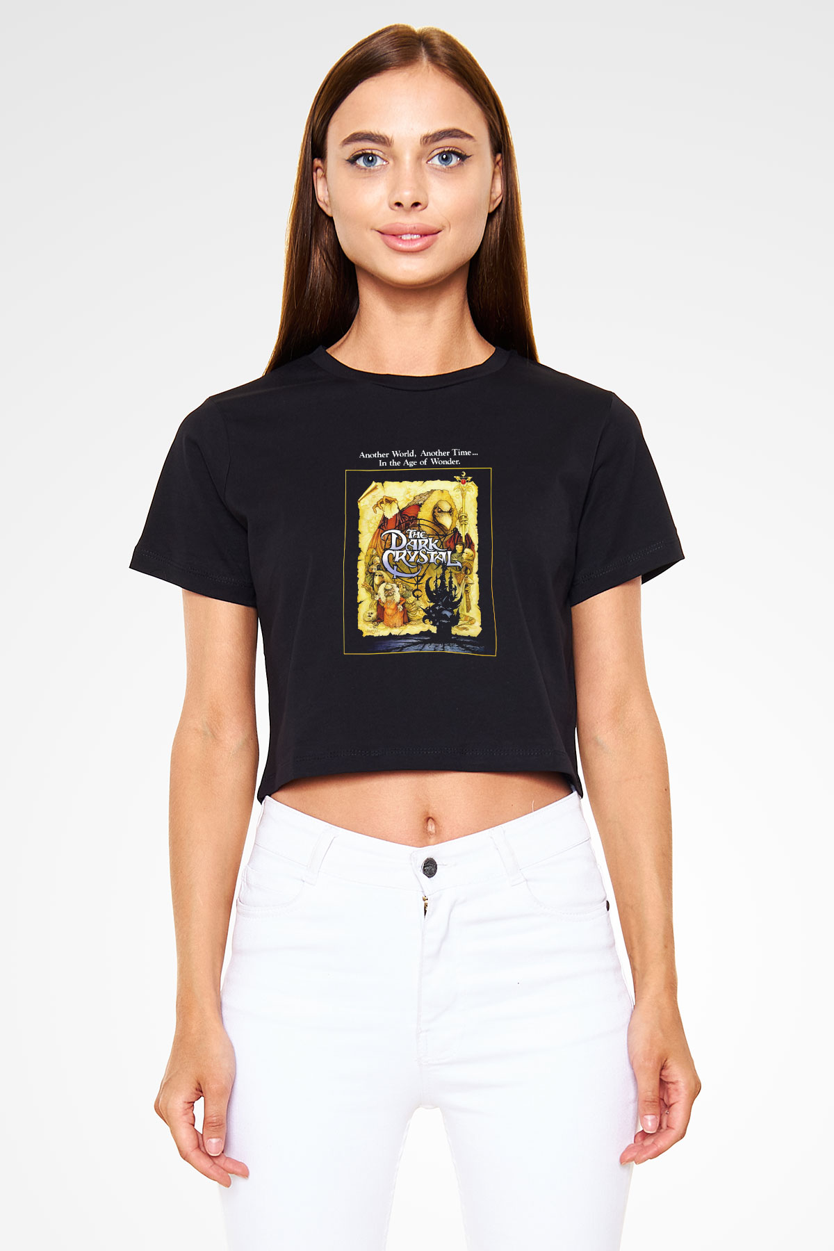 Dark Crystal Siyah Crop Top Tişört