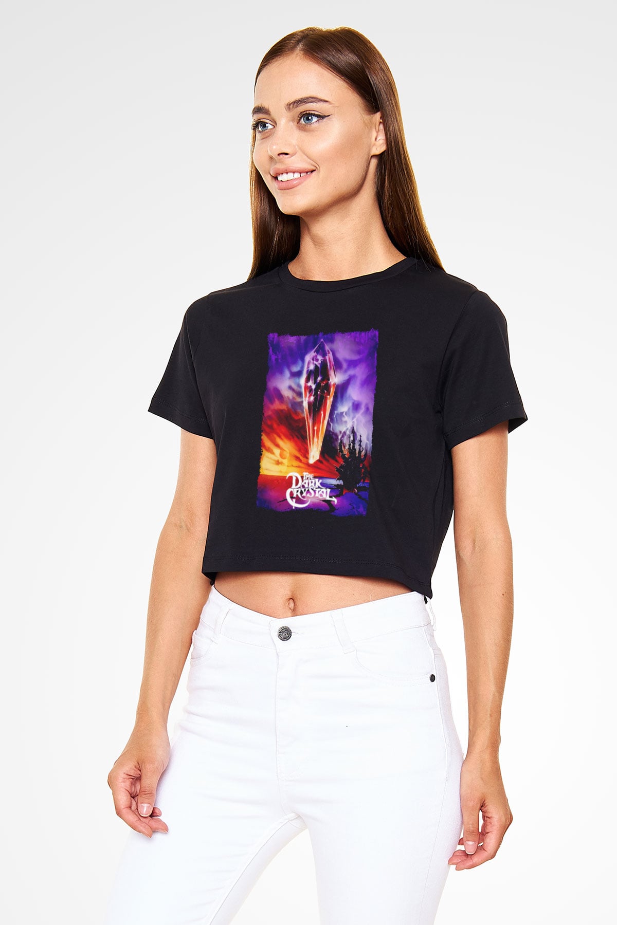 Dark Crystal Siyah   Crop Top Tişört