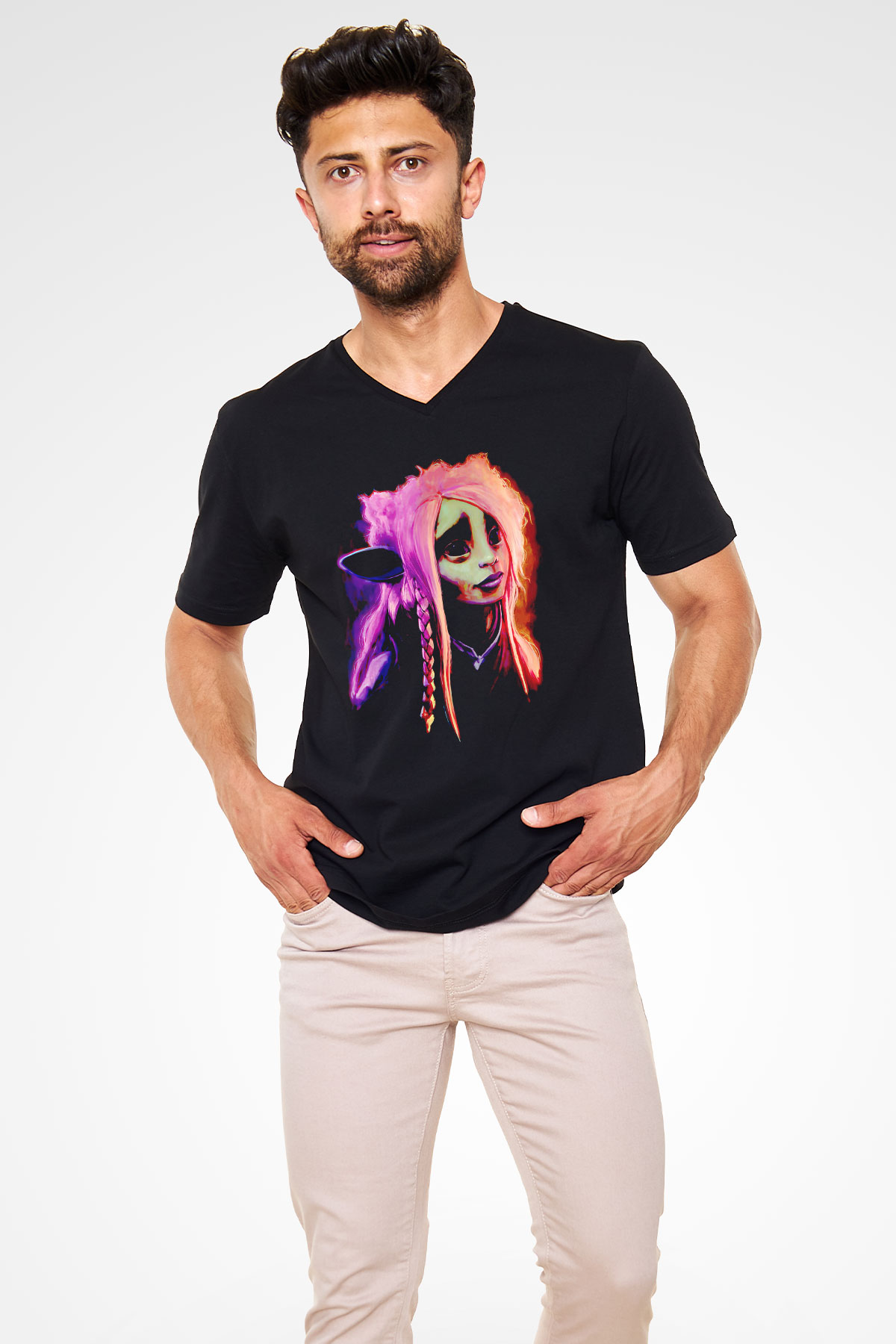 Dark Crystal Siyah Unisex  V Yaka Tişört