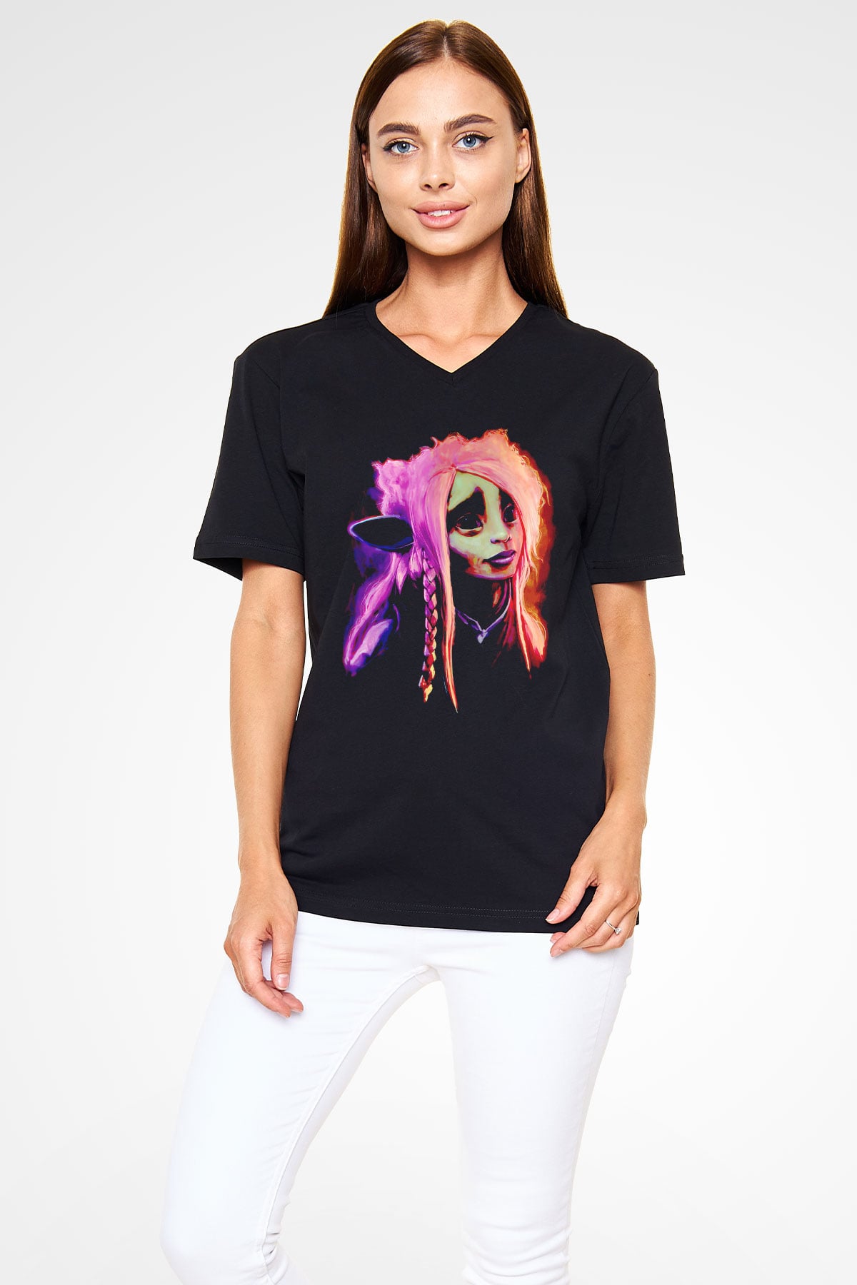 Dark Crystal Siyah Unisex  V Yaka Tişört