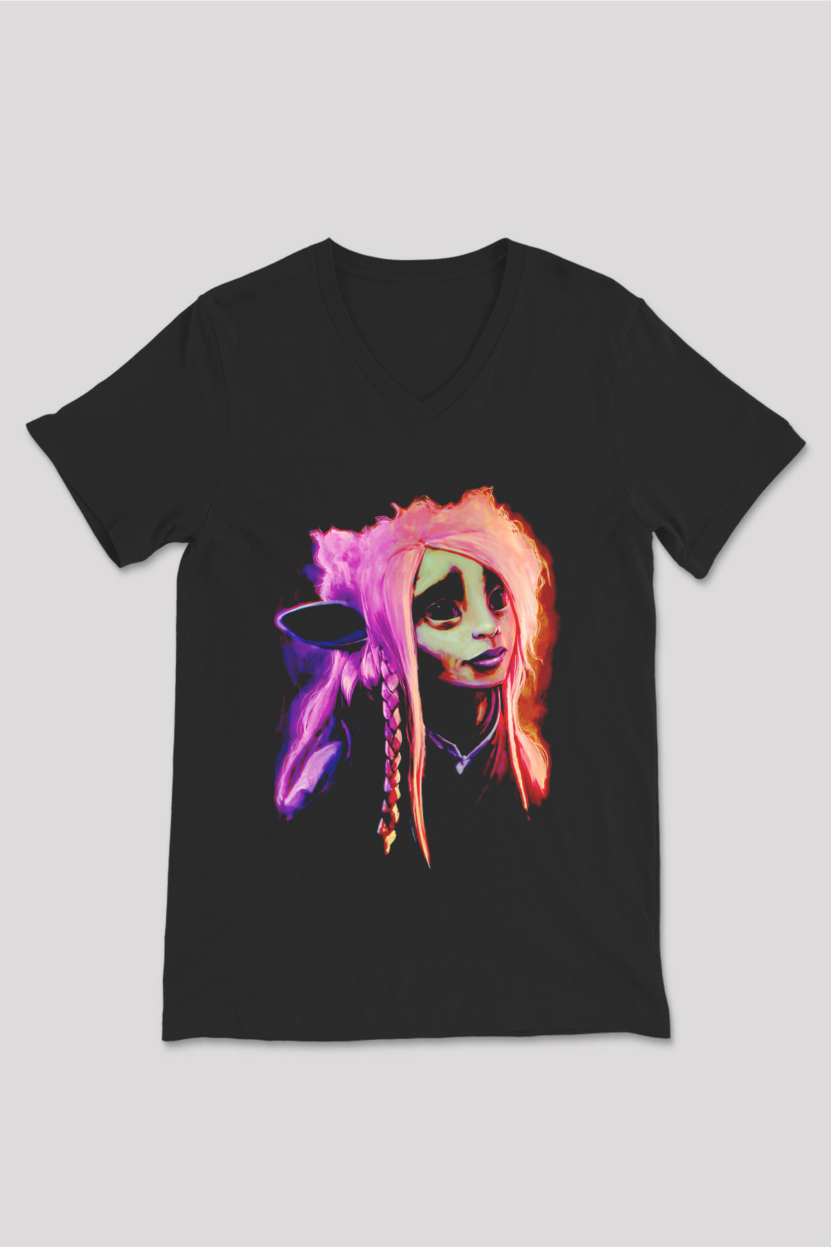 Dark Crystal Siyah Unisex  V Yaka Tişört