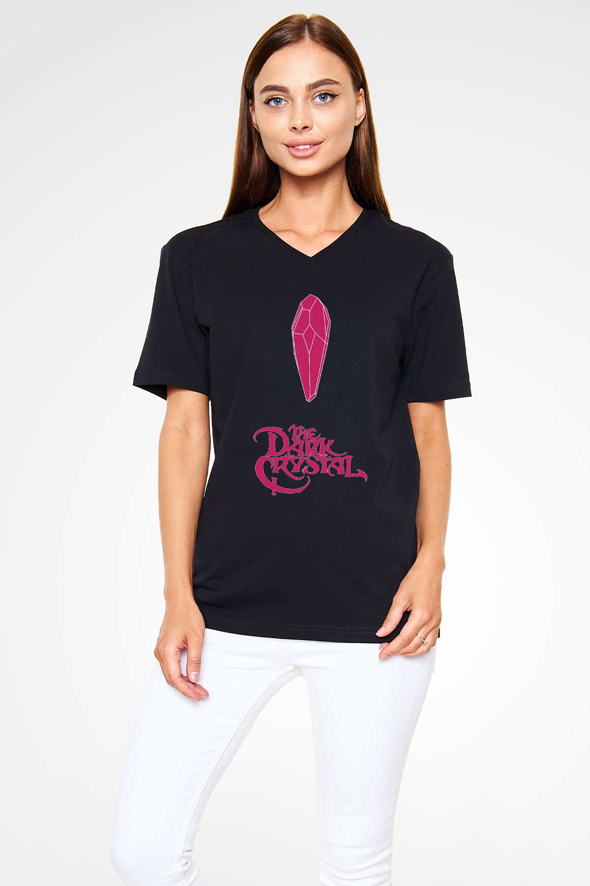Dark Crystal Siyah Unisex  V Yaka Tişört