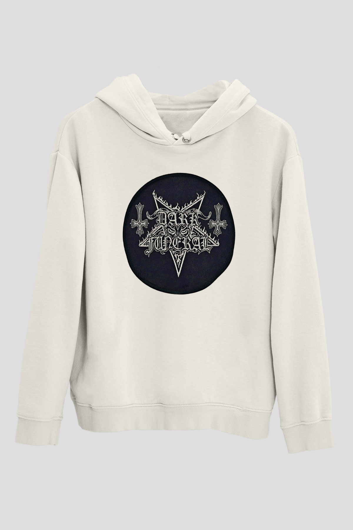 Dark Funeral Baskılı Beyaz Unisex Kapüşonlu Sweatshirt