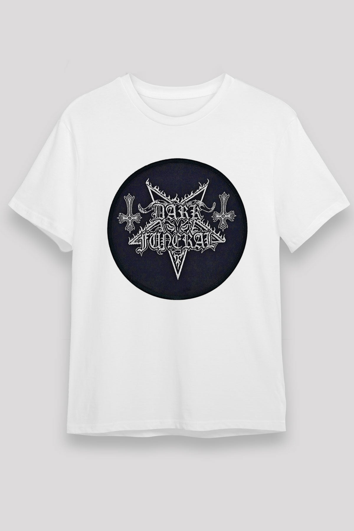 Dark Funeral Baskılı Unisex Beyaz Tişört - Tshirt