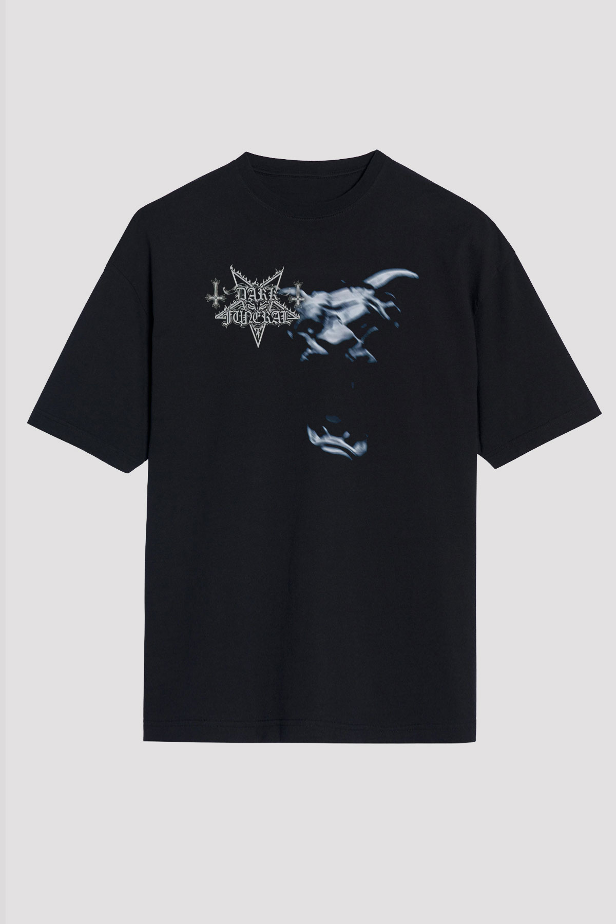 Dark Funeral Baskılı Unisex Siyah Oversize Tişört - Tshirt