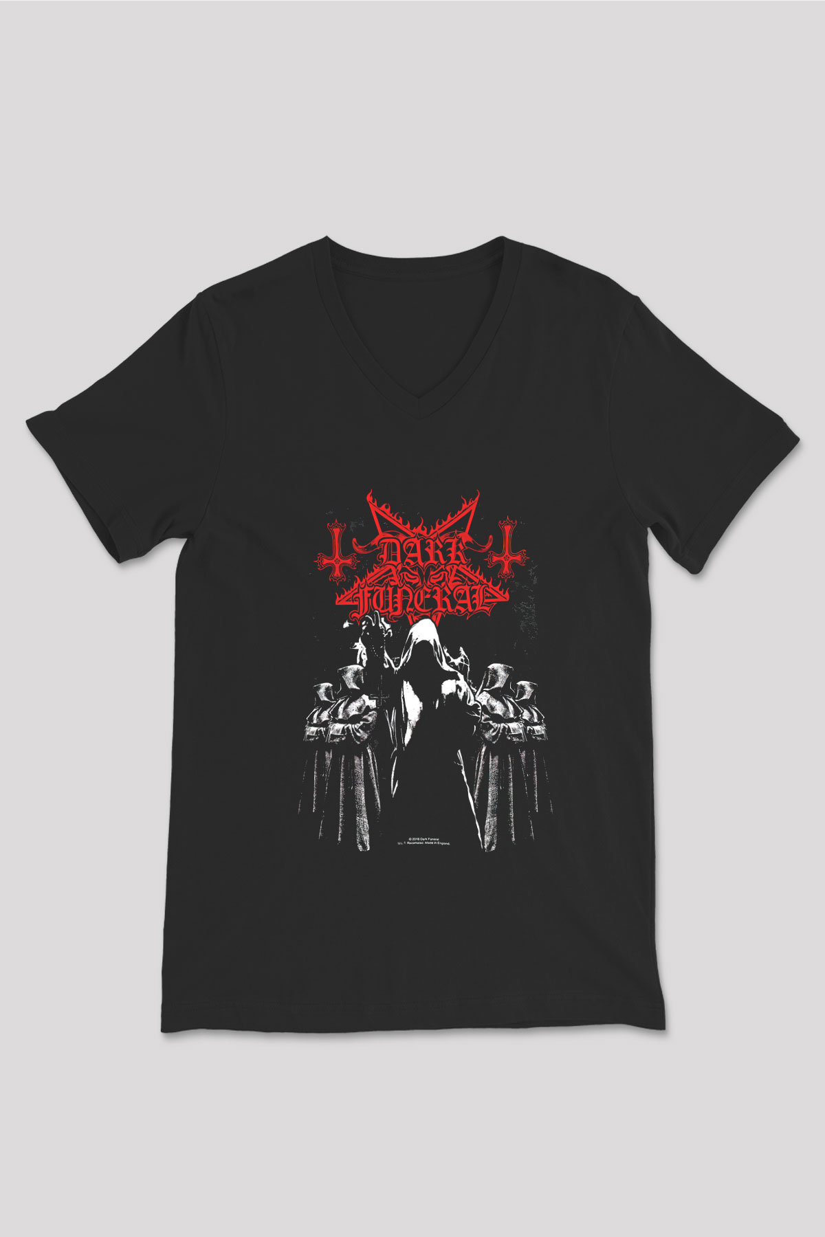 Dark Funeral Baskılı Unisex Siyah V Yaka Tişört - Tshirt