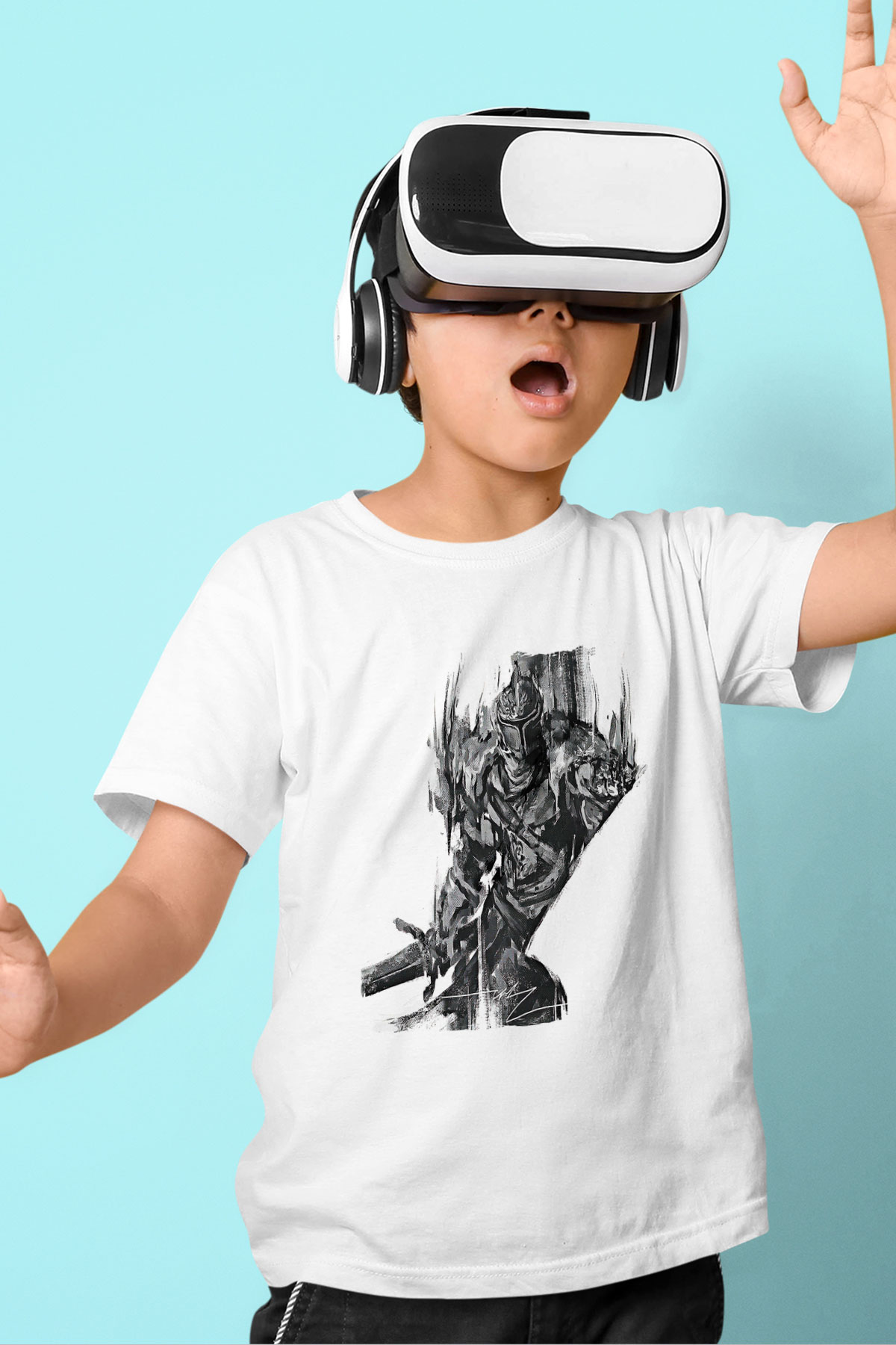 Dark Souls Baskılı Beyaz Unisex Beyaz Çocuk Tişört - Tshirt