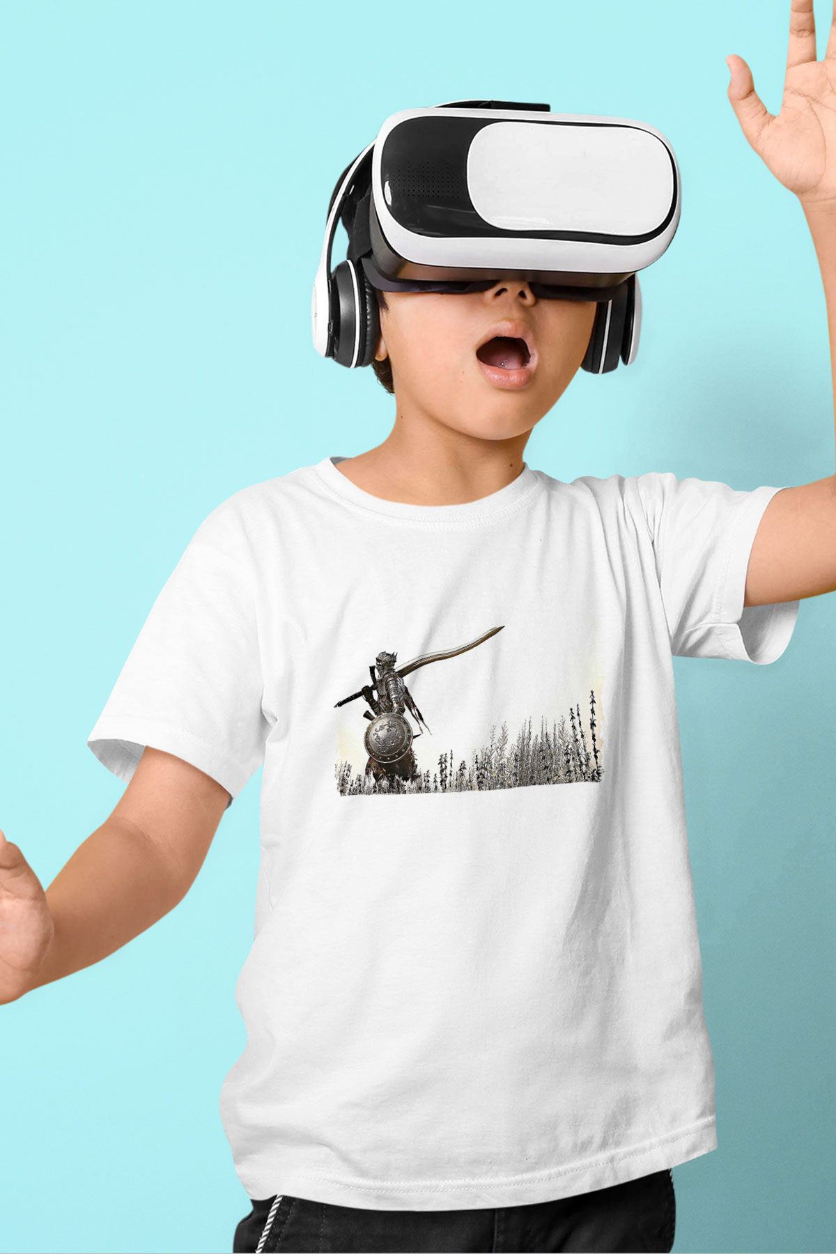 Dark Souls Baskılı Beyaz Unisex Beyaz Çocuk Tişört - Tshirt