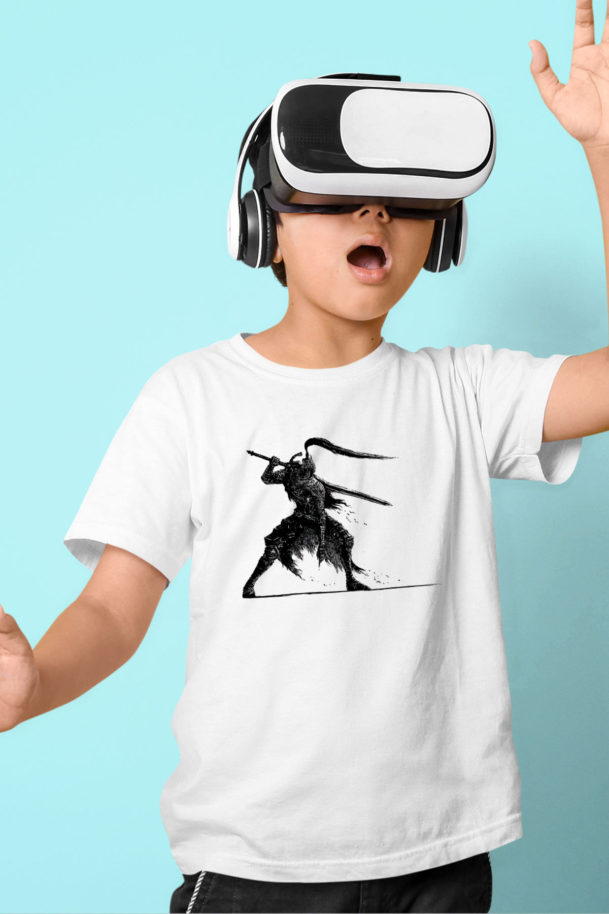 Dark Souls Baskılı Beyaz Unisex Beyaz Çocuk Tişört - Tshirt