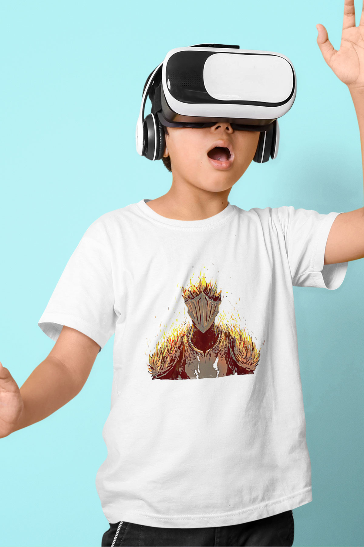 Dark Souls Baskılı Beyaz Unisex Beyaz Çocuk Tişört - Tshirt