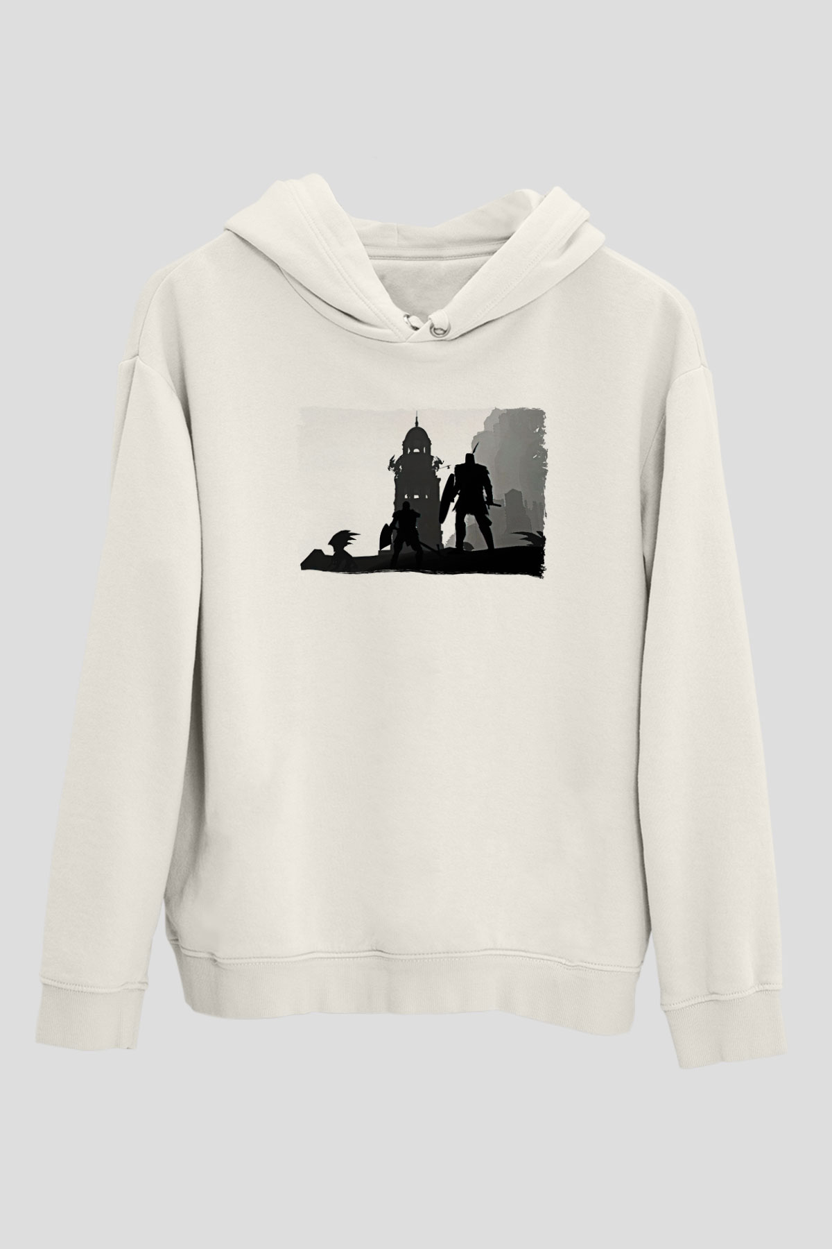 Dark Souls Baskılı Beyaz Unisex Kapüşonlu Sweatshirt