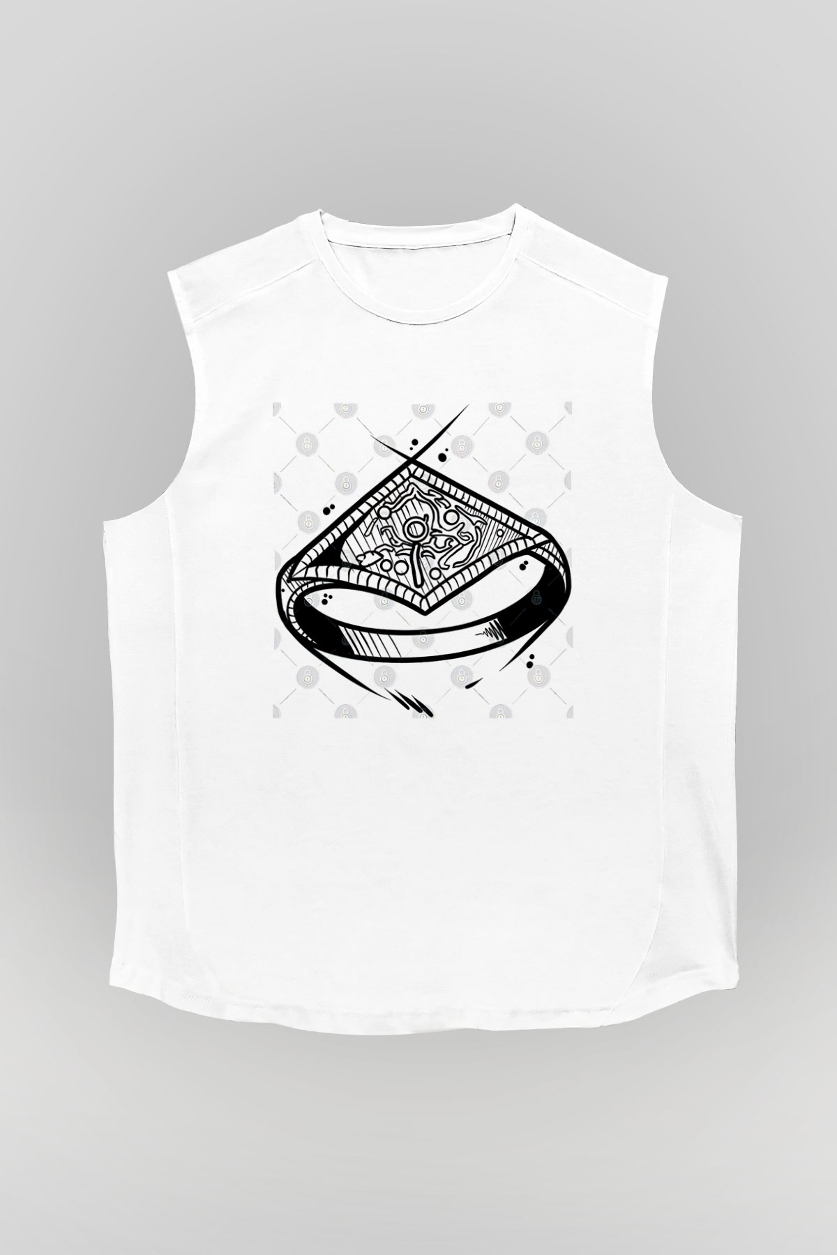 Dark Souls Baskılı Beyaz Unisex Kolsuz Tişört - Tshirt