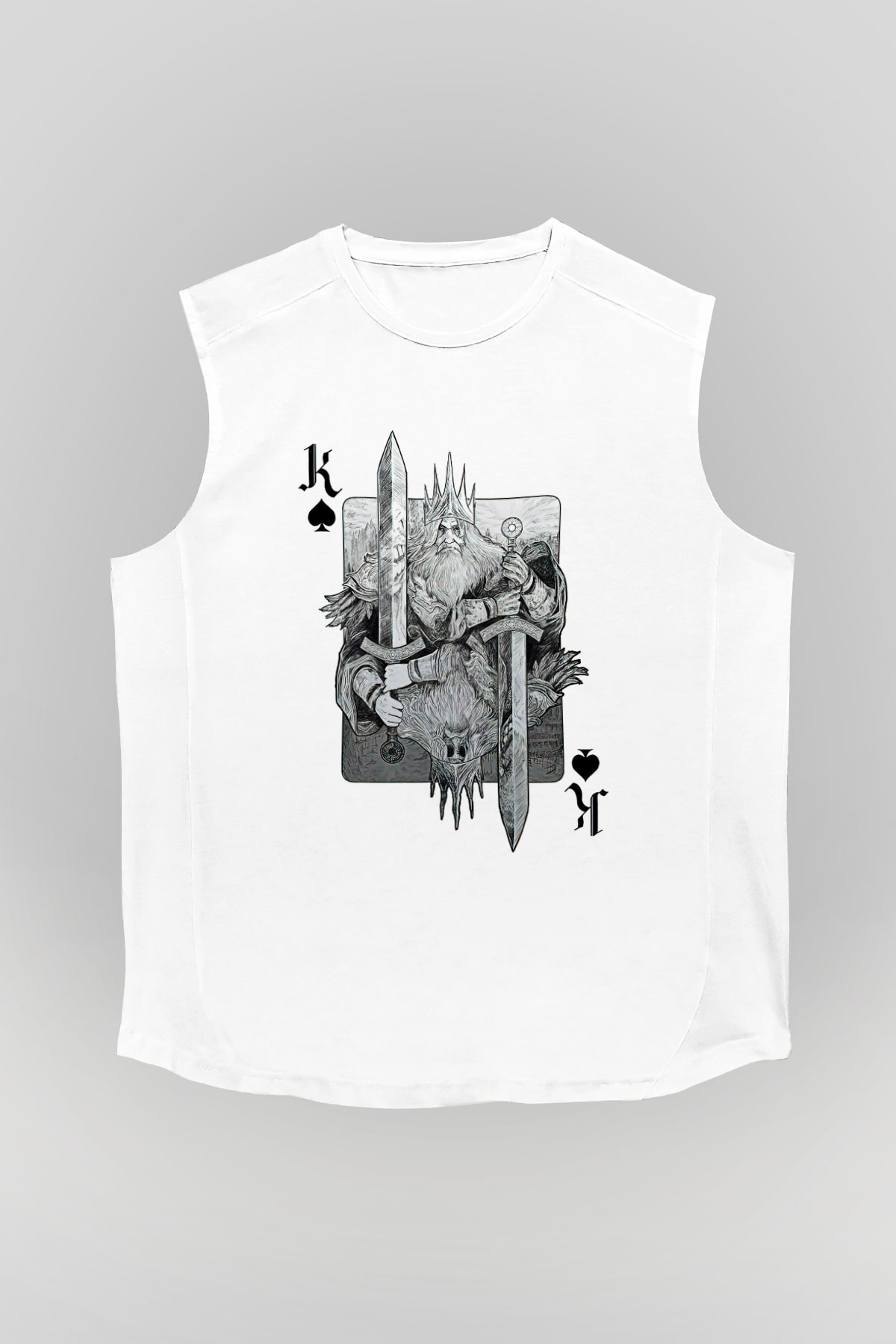 Dark Souls Baskılı Beyaz Unisex Kolsuz Tişört - Tshirt