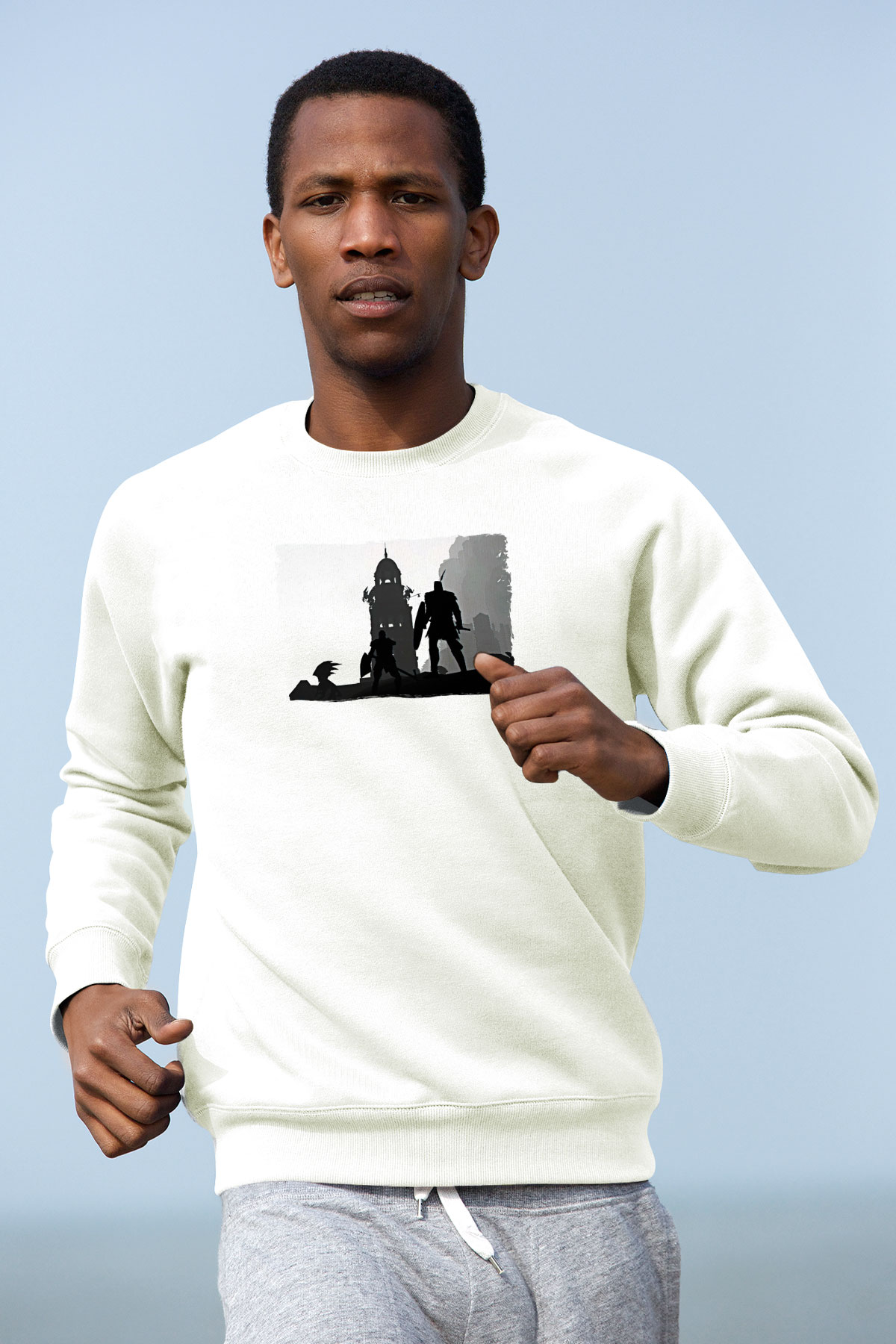 Dark Souls Baskılı Beyaz Unisex Sweatshirt