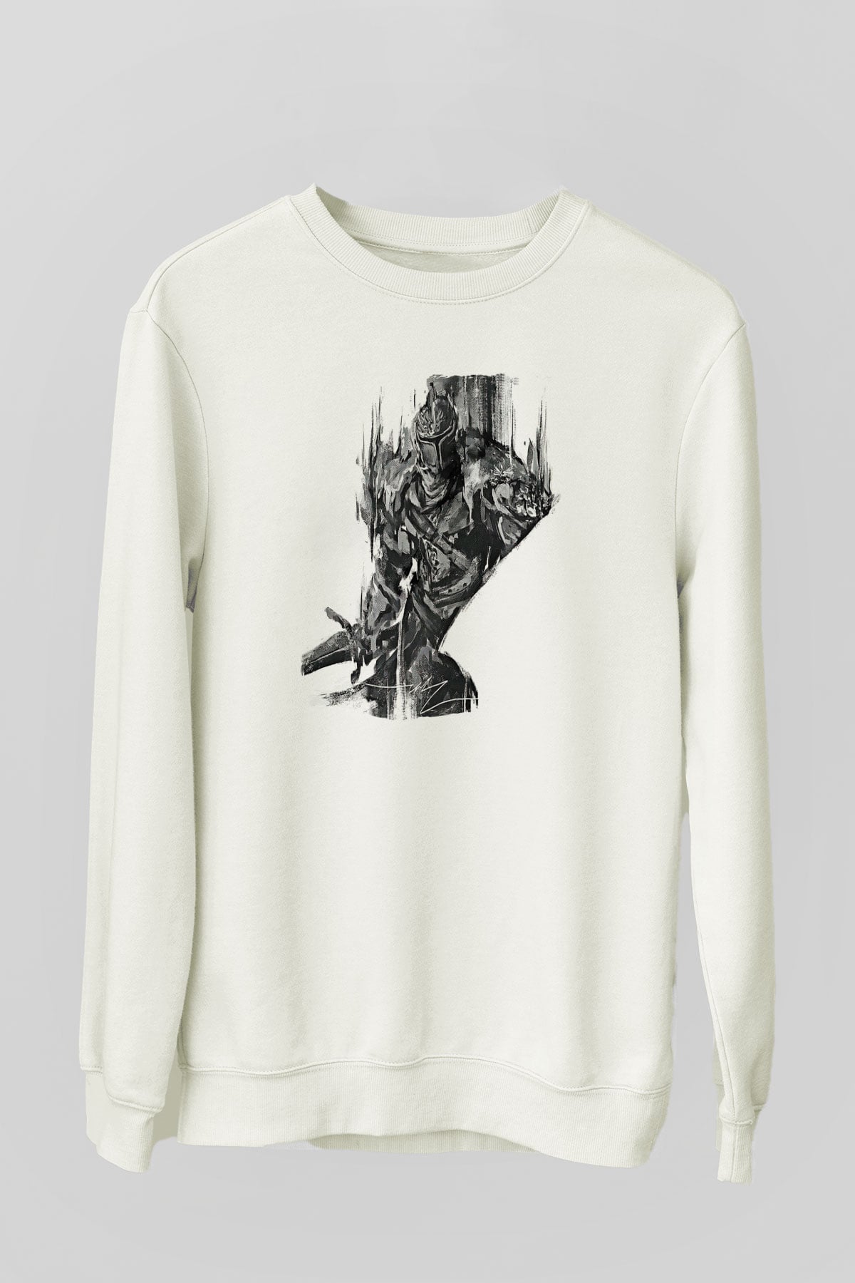 Dark Souls Baskılı Beyaz Unisex Sweatshirt