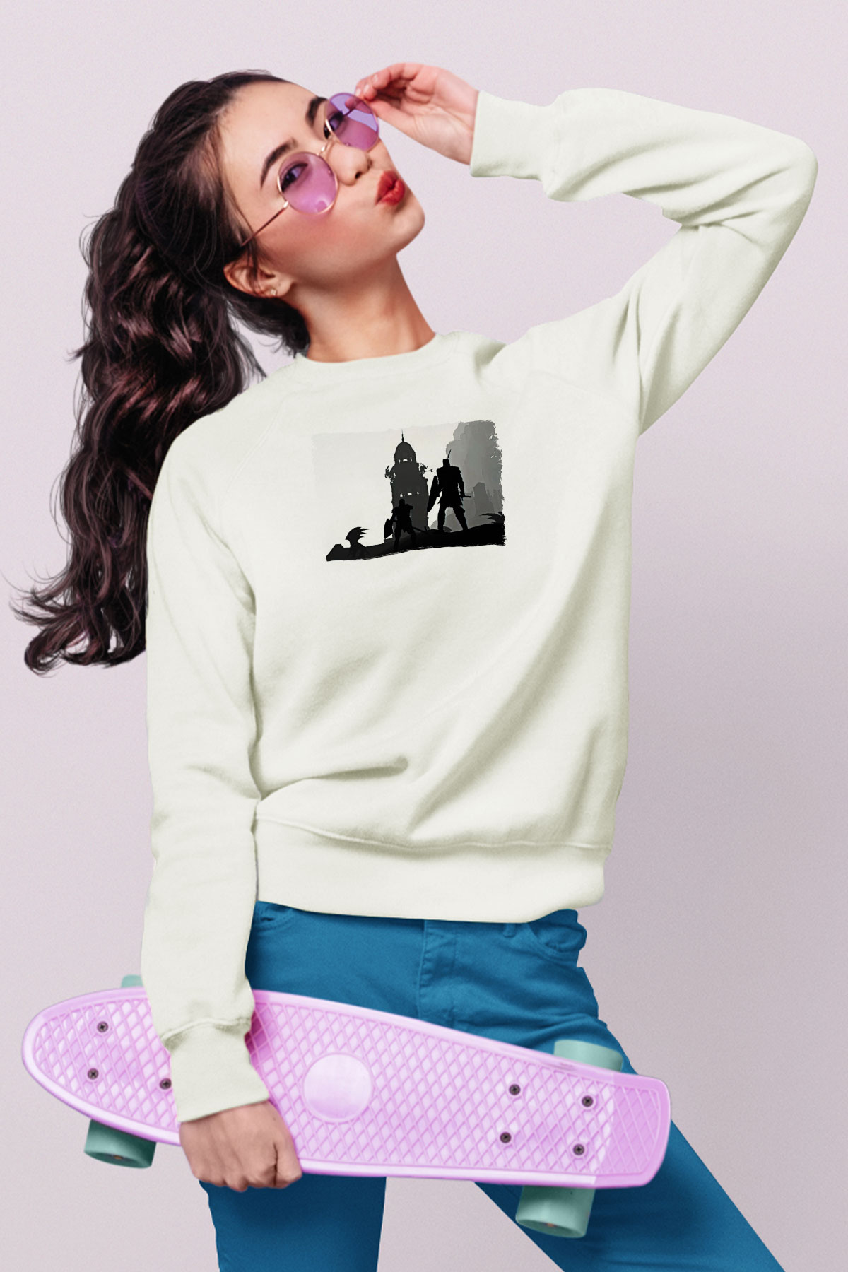 Dark Souls Baskılı Beyaz Unisex Sweatshirt