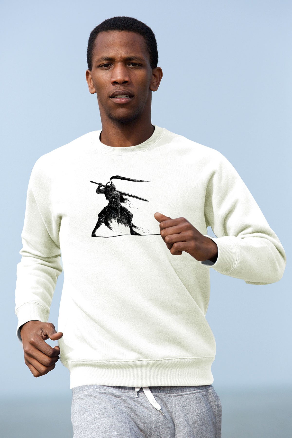 Dark Souls Baskılı Beyaz Unisex Sweatshirt
